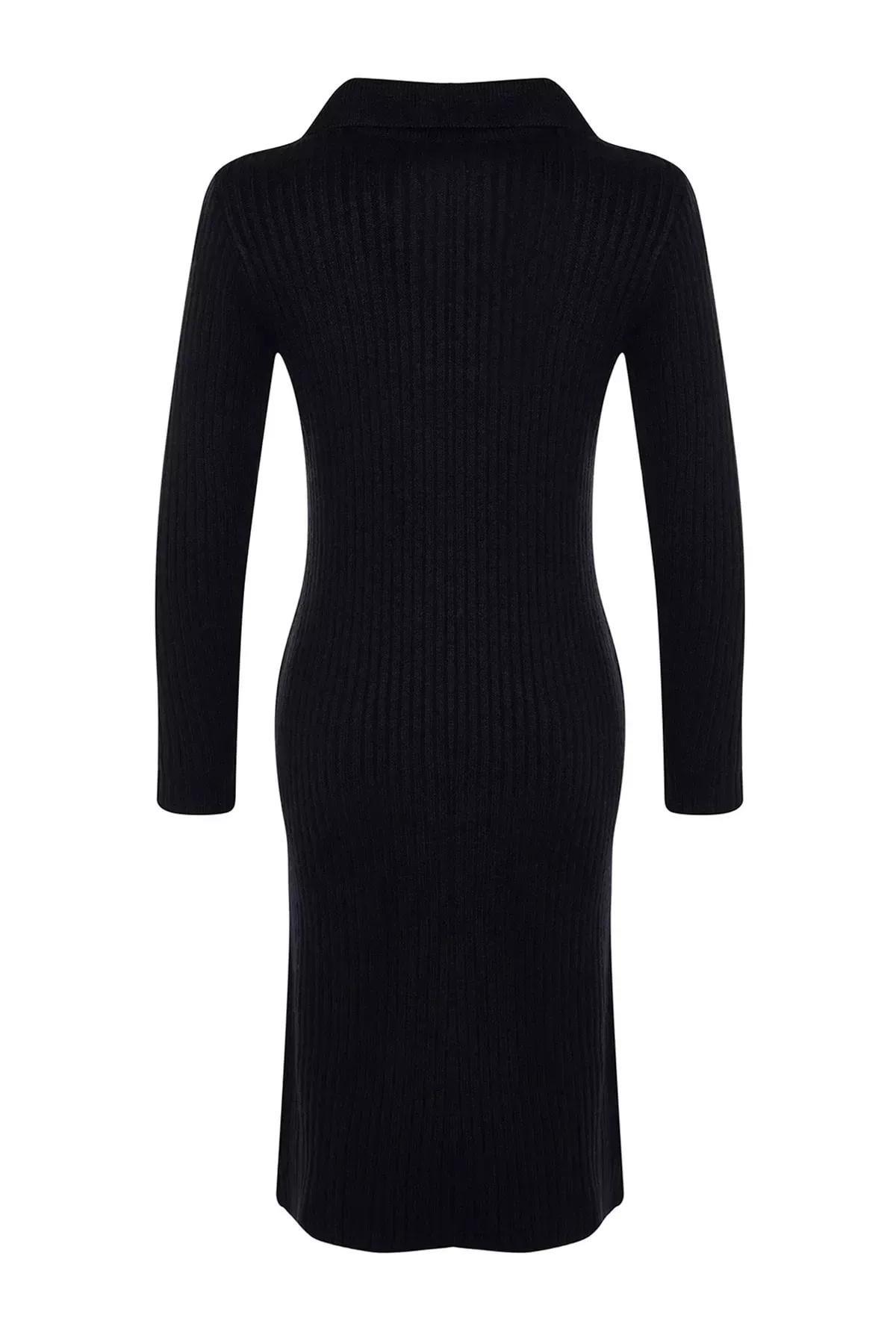 Navy Polo Neck Shift Dress, , large image number 7