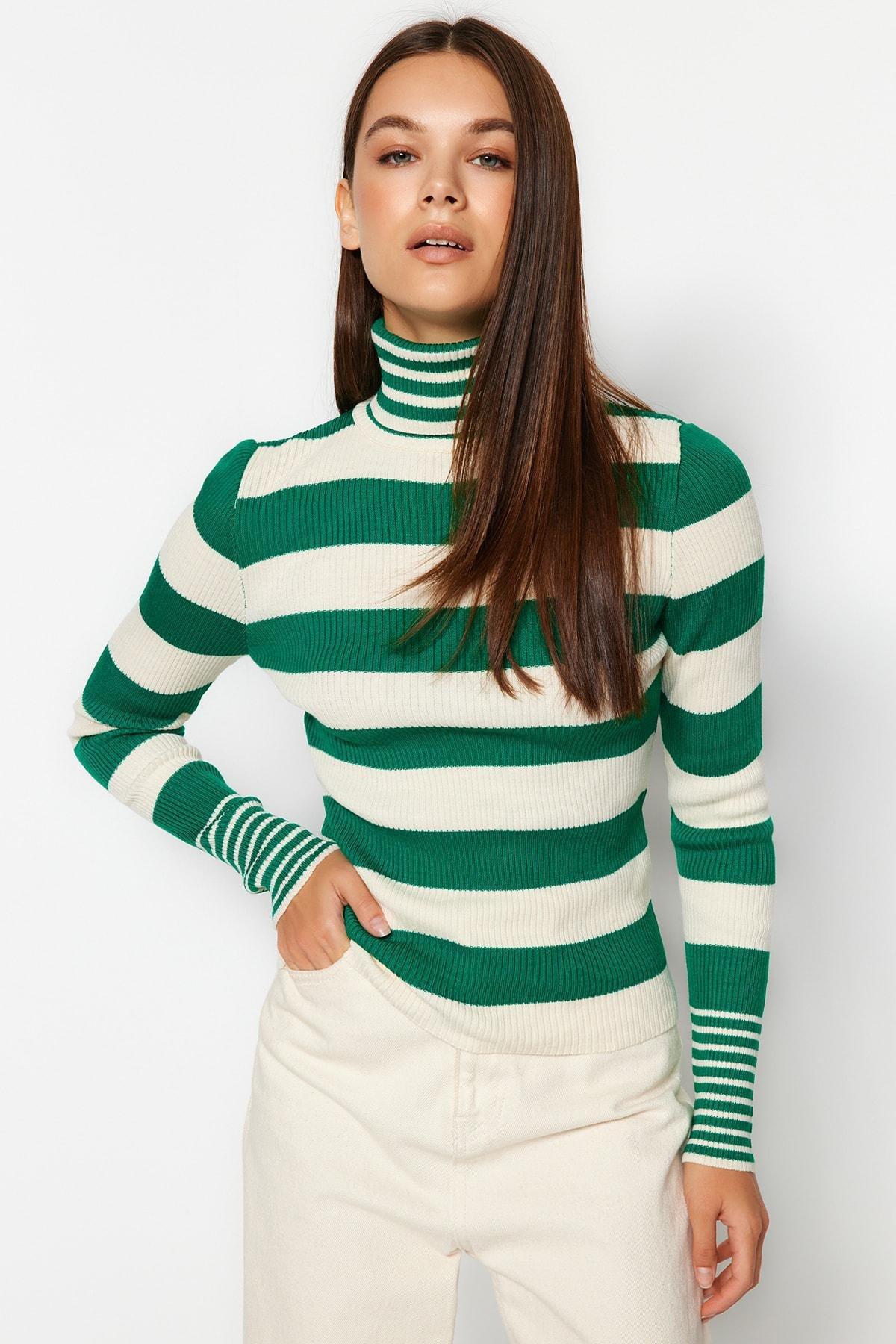 Green Striped Sweater, , large image number 0