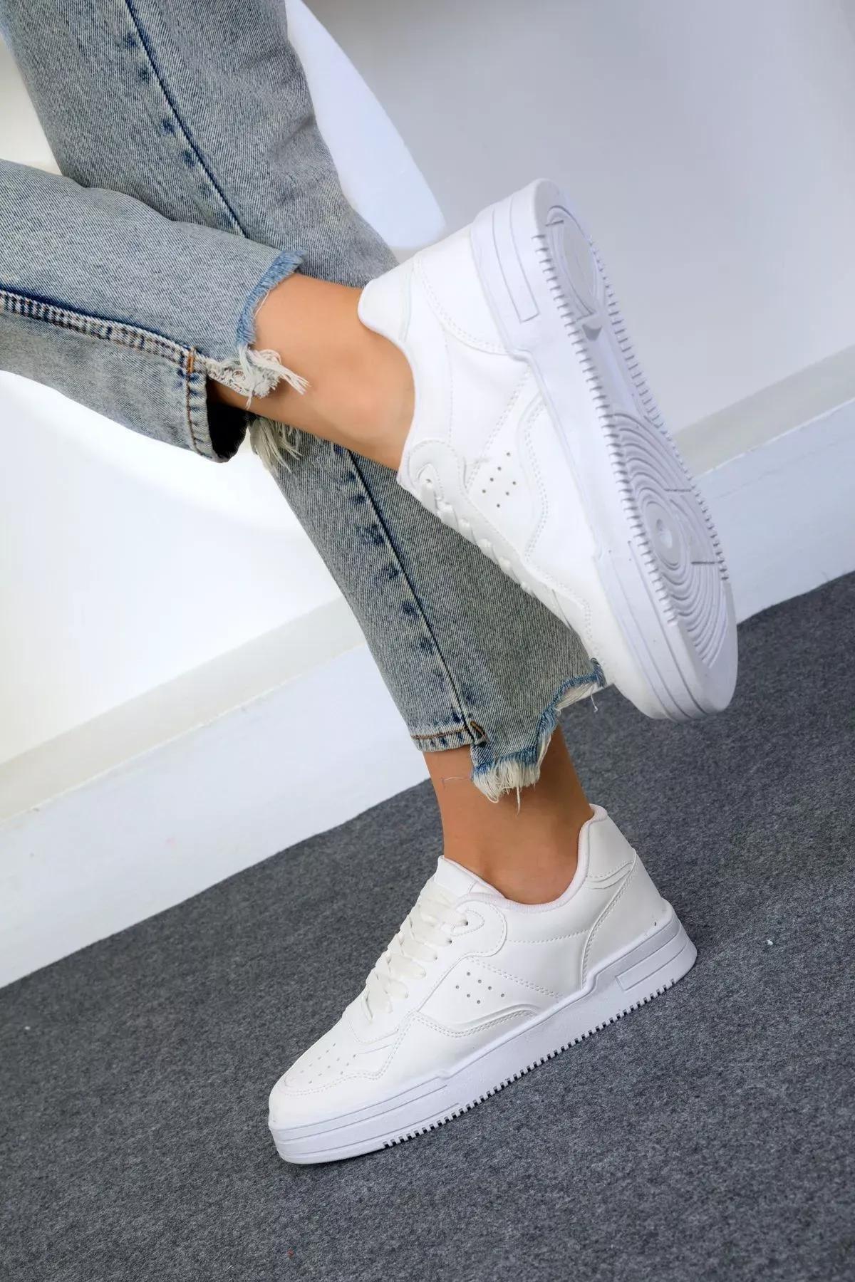 White Laced Sneakers, White, large image number 2
