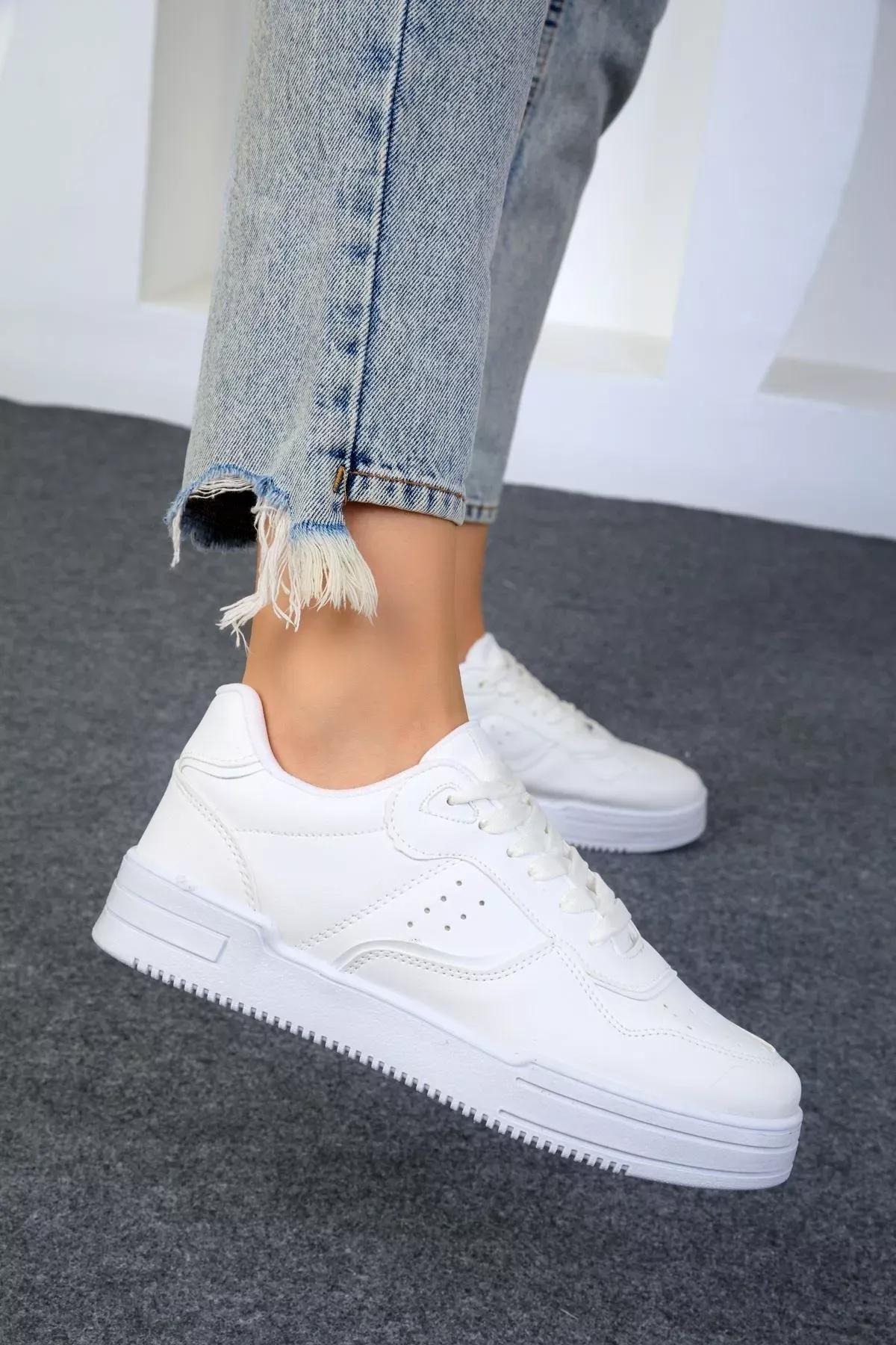 White Laced Sneakers, White, large image number 3