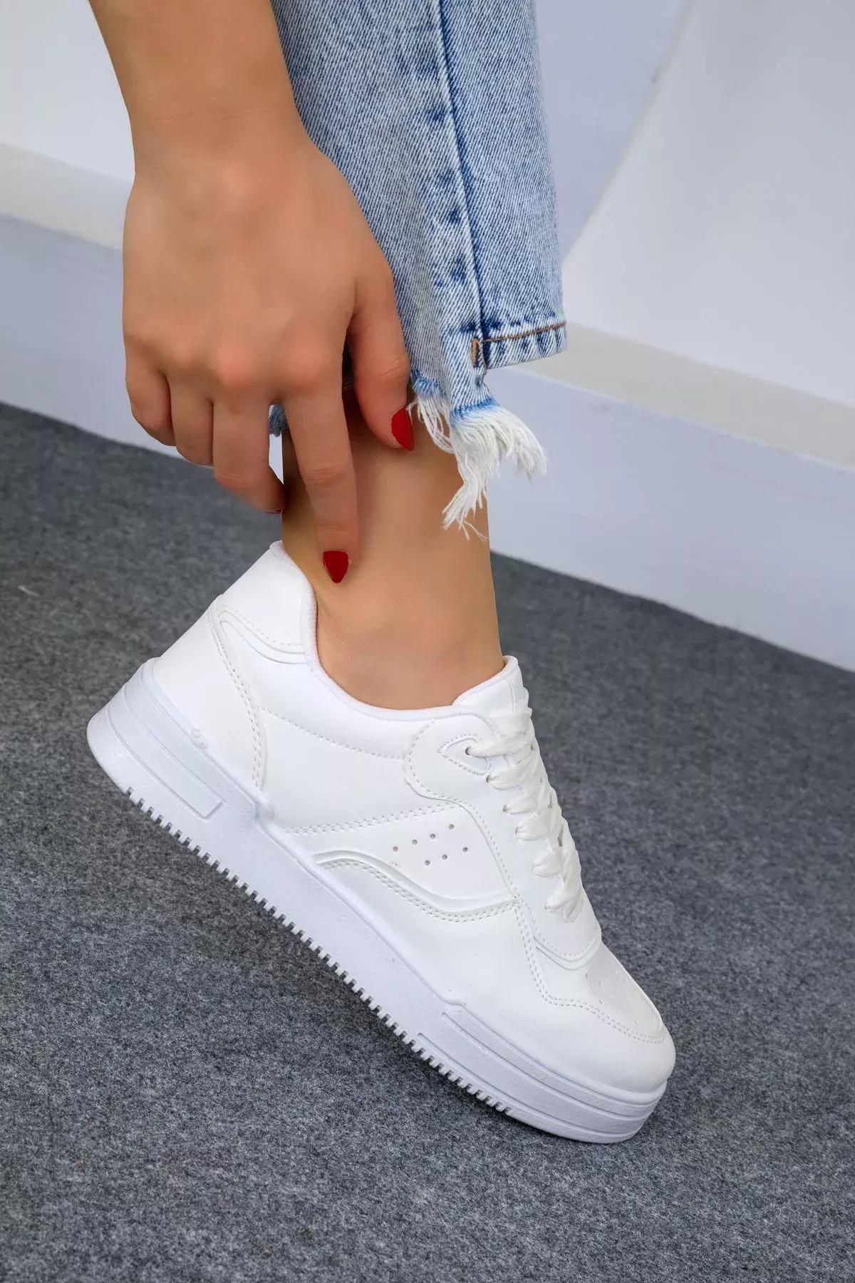 White Laced Sneakers, White, large image number 4