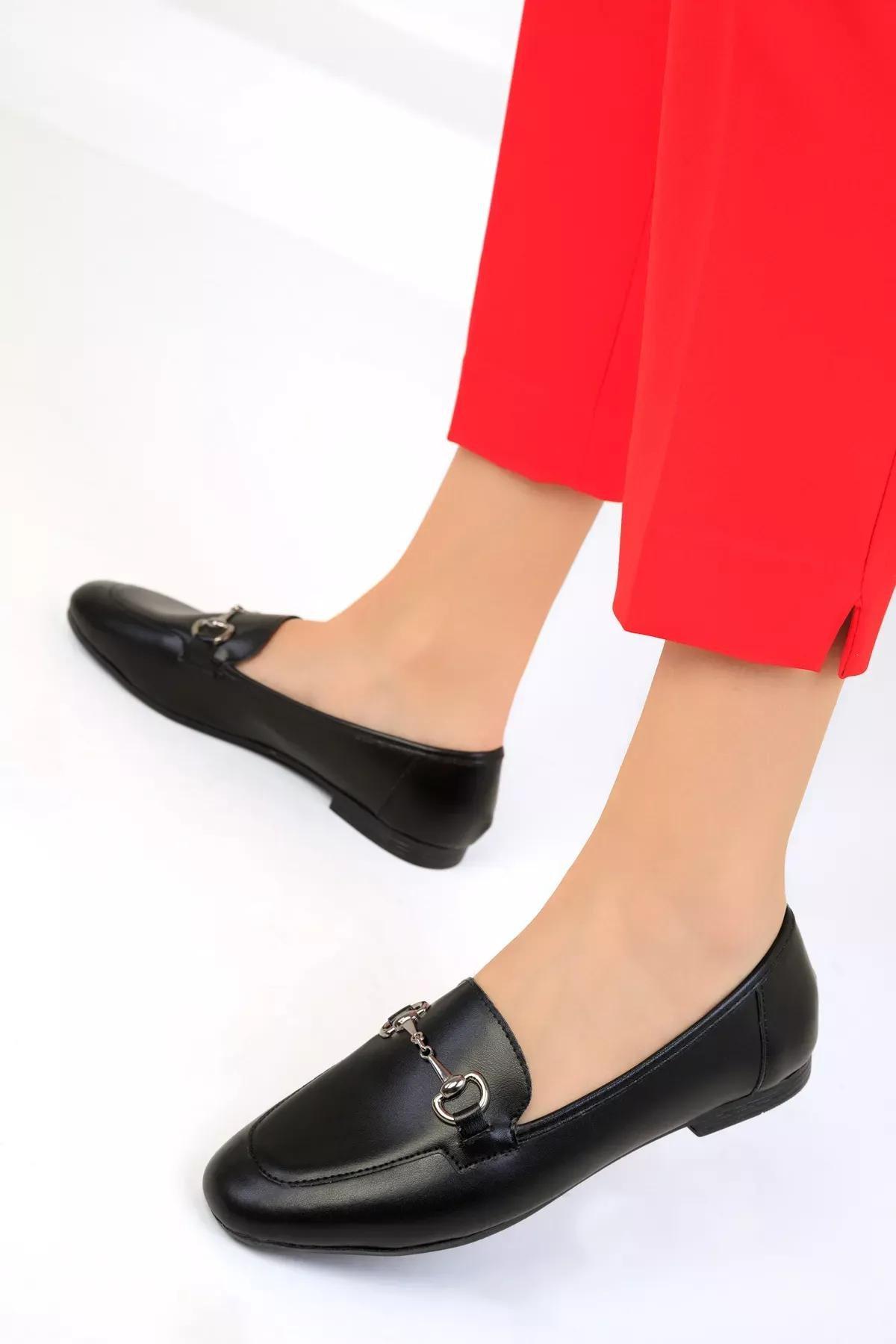 Black Womens Flats 17936, BLACK, large image number 1