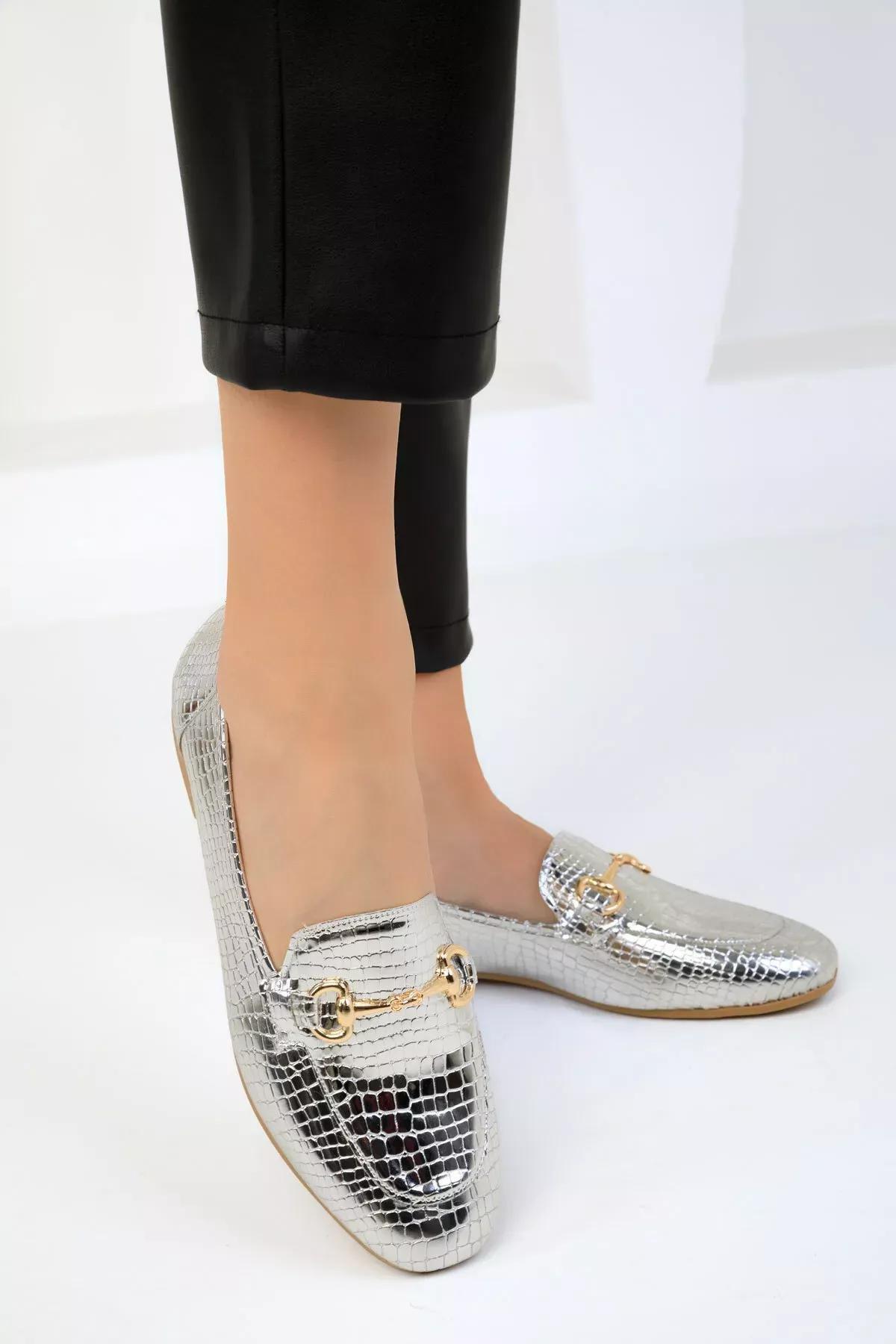 Silver Snake Womens Flats 17936, C101_3813, large image number 0