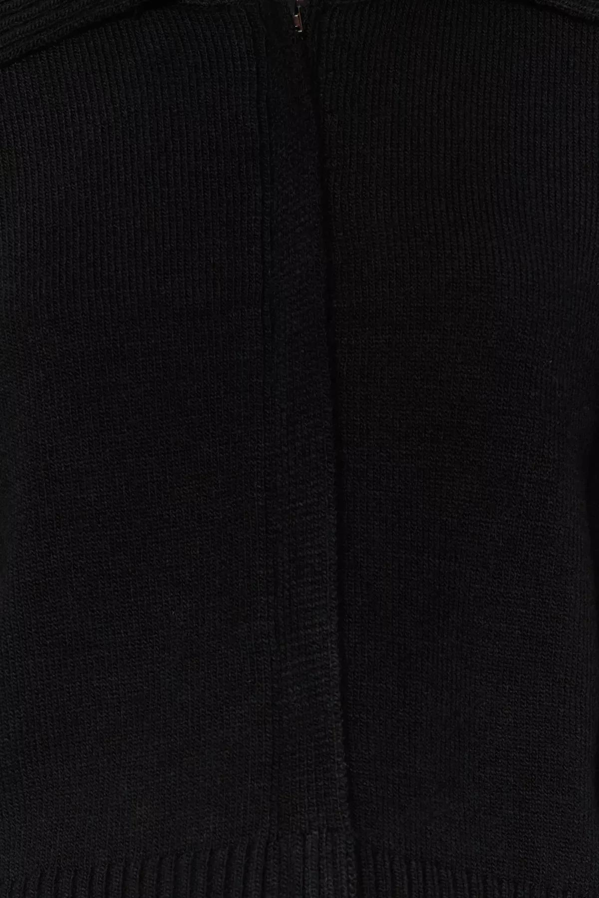 Black Polo Neck Cardigan, BLACK, large image number 3