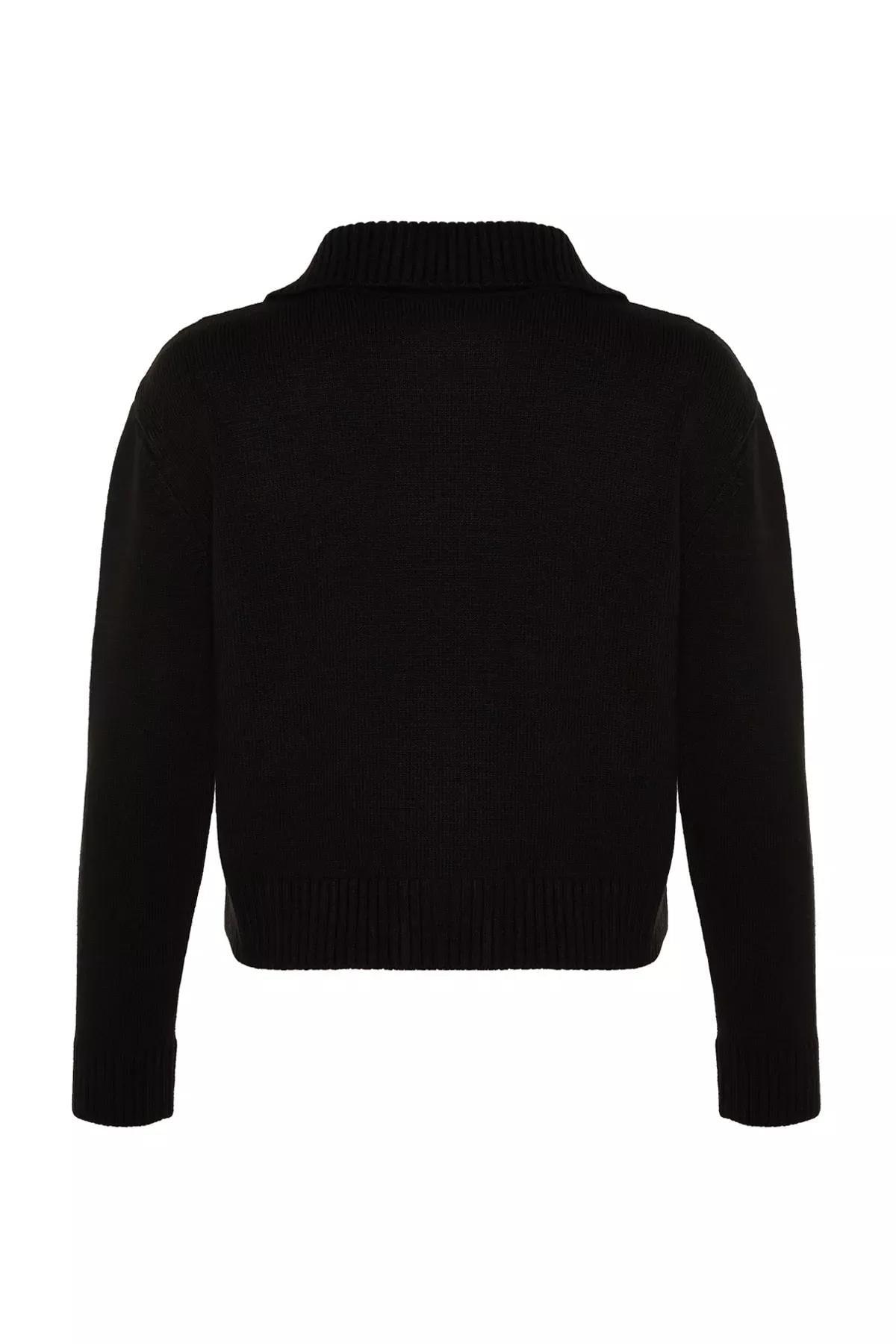 Black Polo Neck Cardigan, BLACK, large image number 7