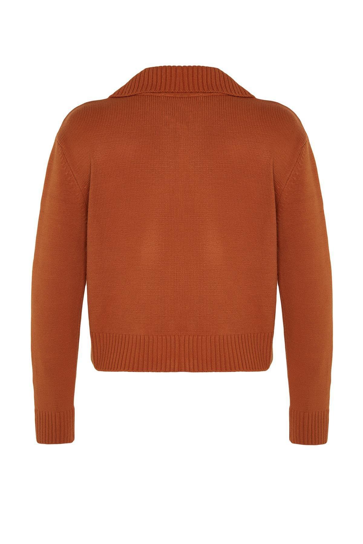 Orange Polo Neck Cardigan, , large image number 6