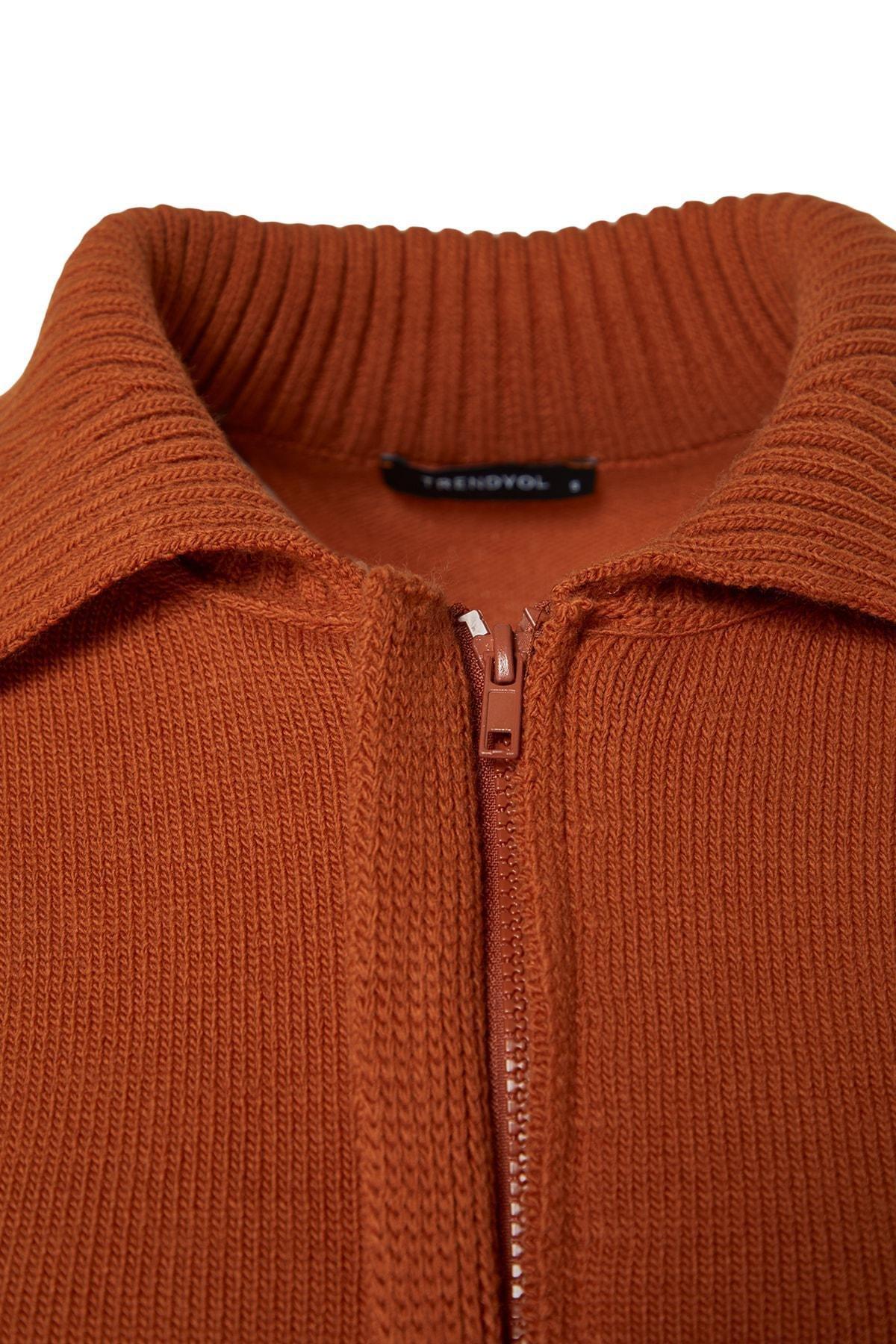 Orange Polo Neck Cardigan, , large image number 7