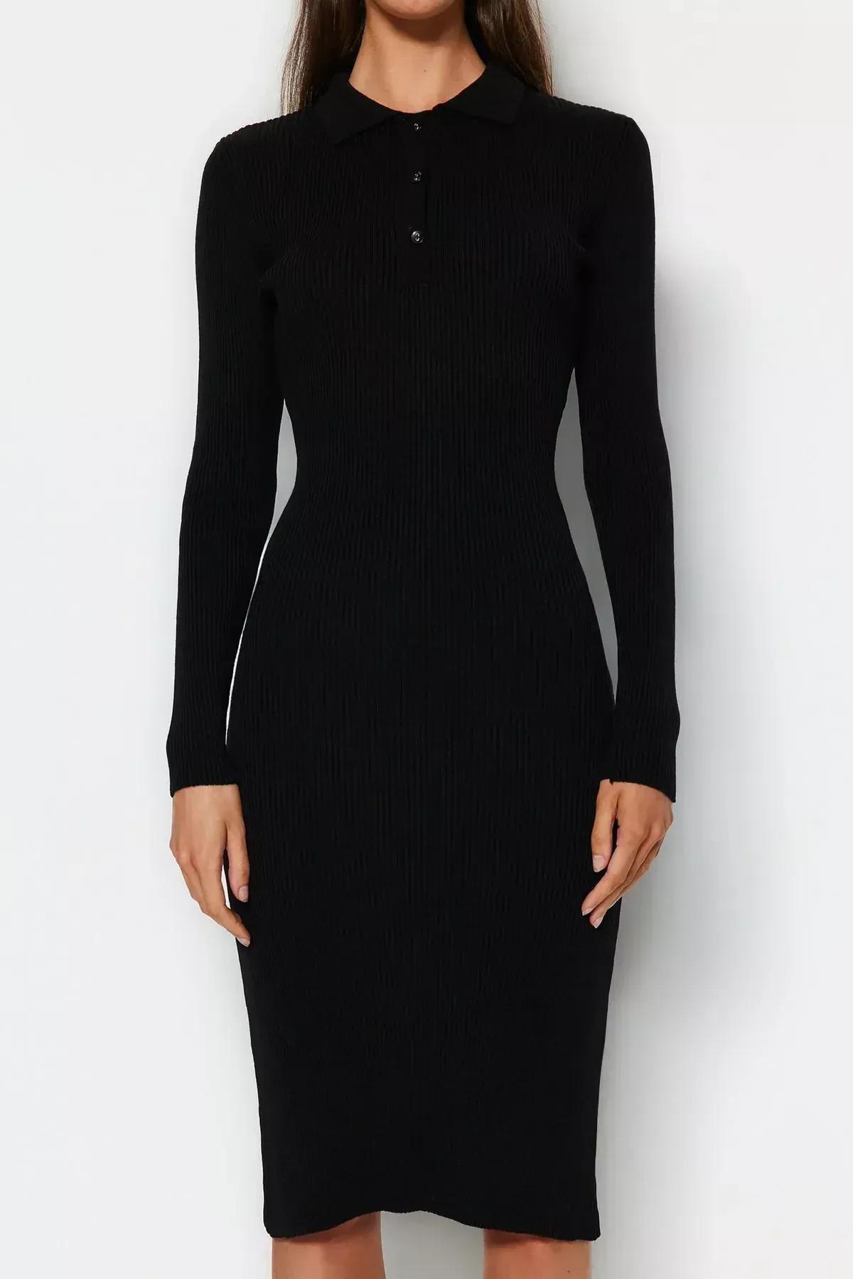 Black Polo Neck A-Line Dress, , large image number 2