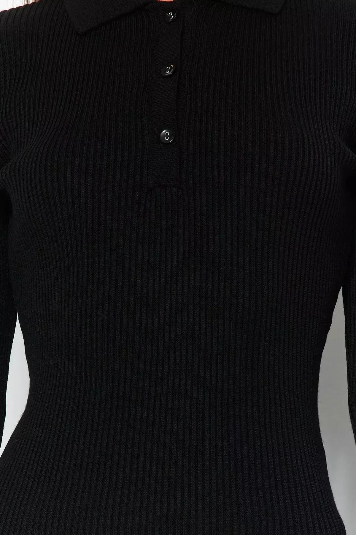 Black Polo Neck A-Line Dress, , large image number 3