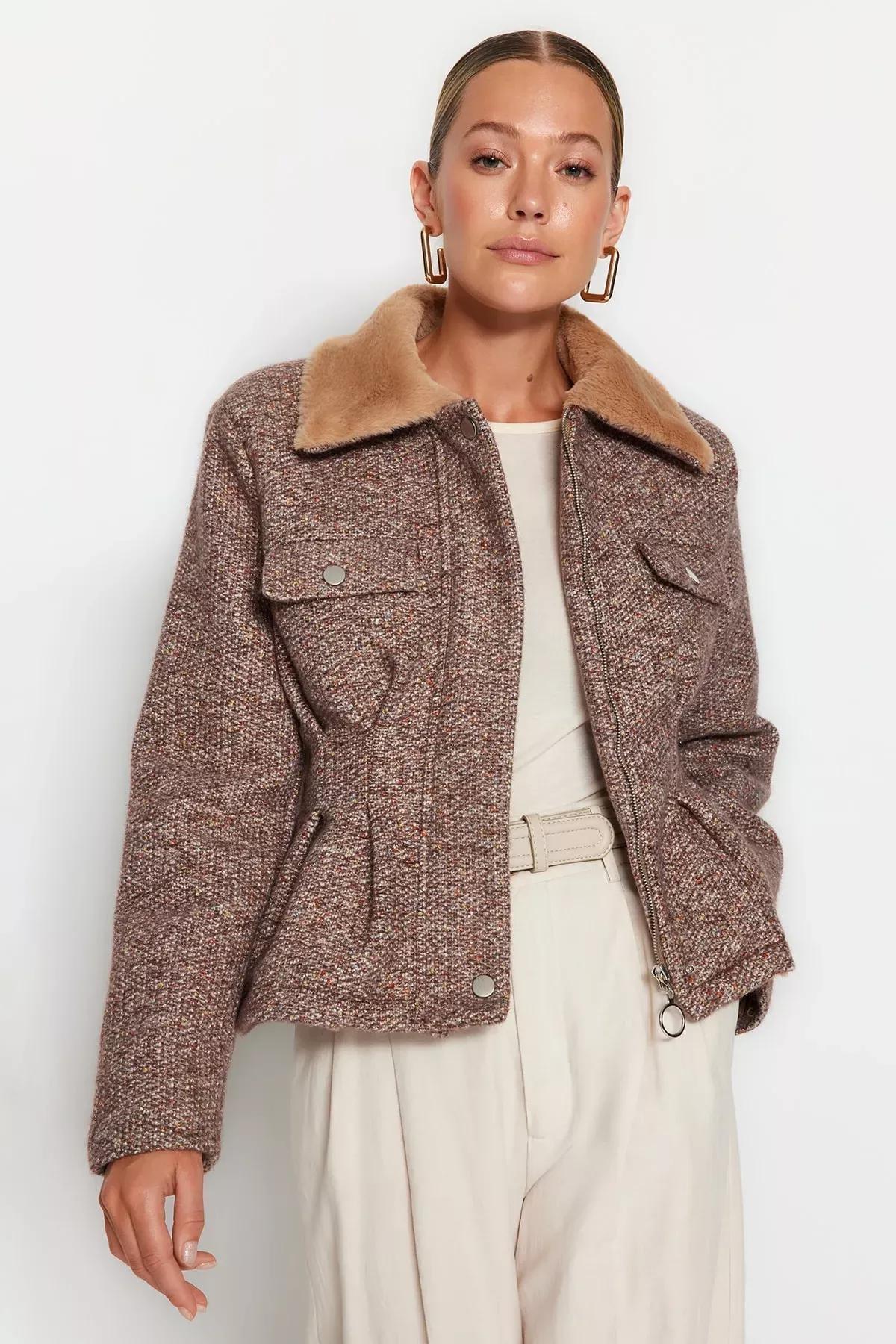 Brown Basic Coat, , large image number 1