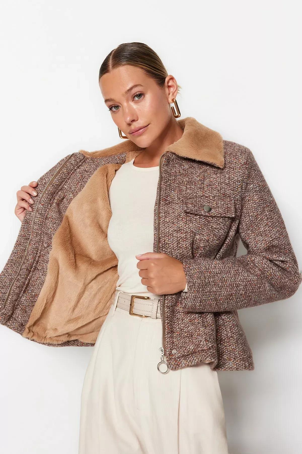 Brown Basic Coat, , large image number 2