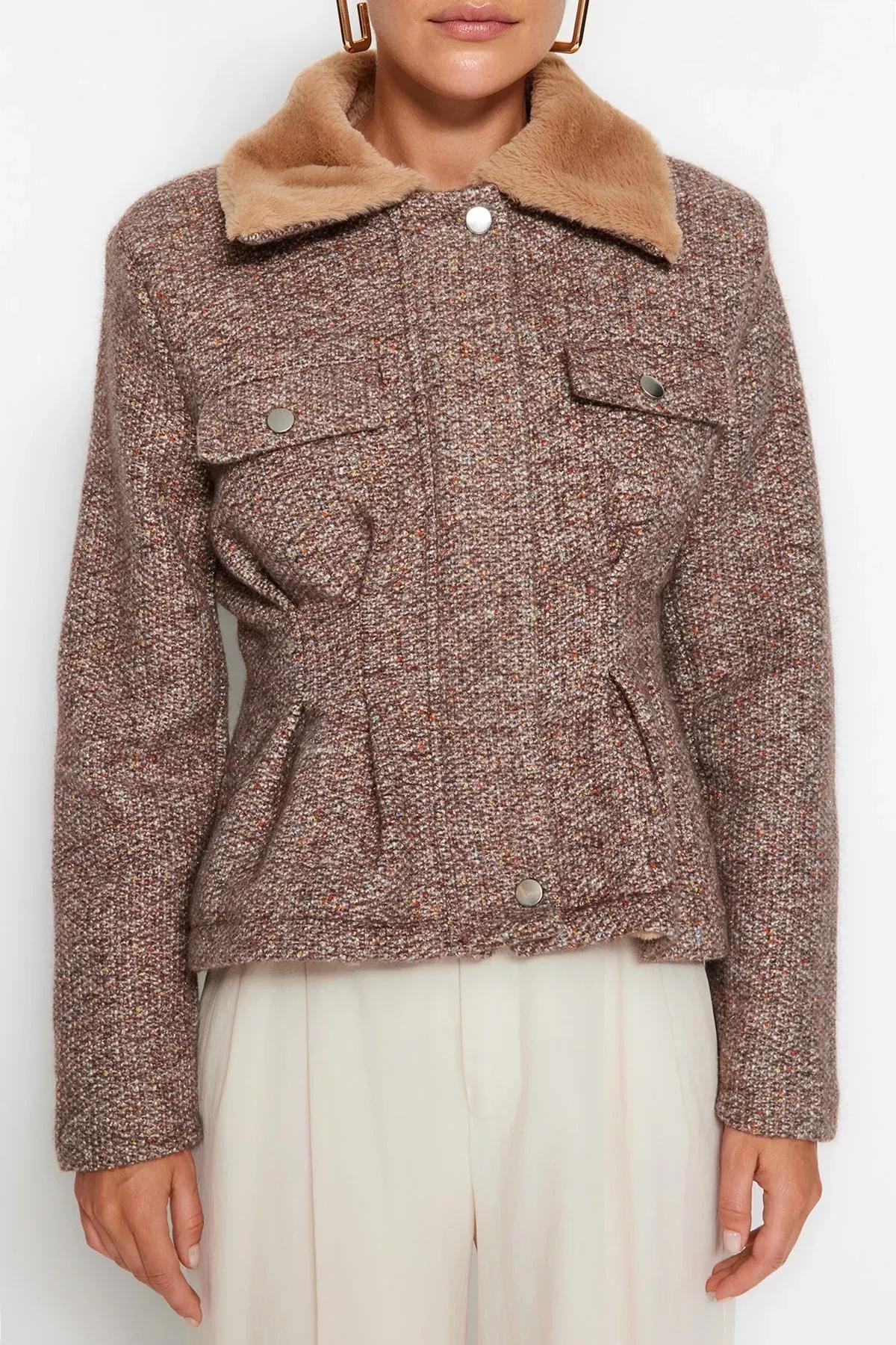 Brown Basic Coat, , large image number 3