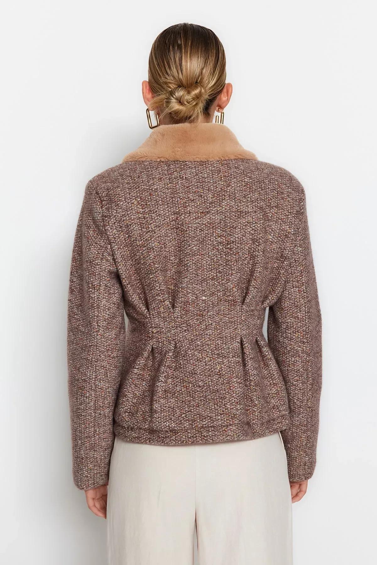 Brown Basic Coat, , large image number 5