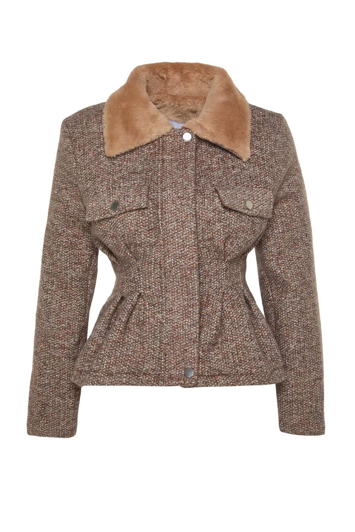 Brown Basic Coat, , large image number 6