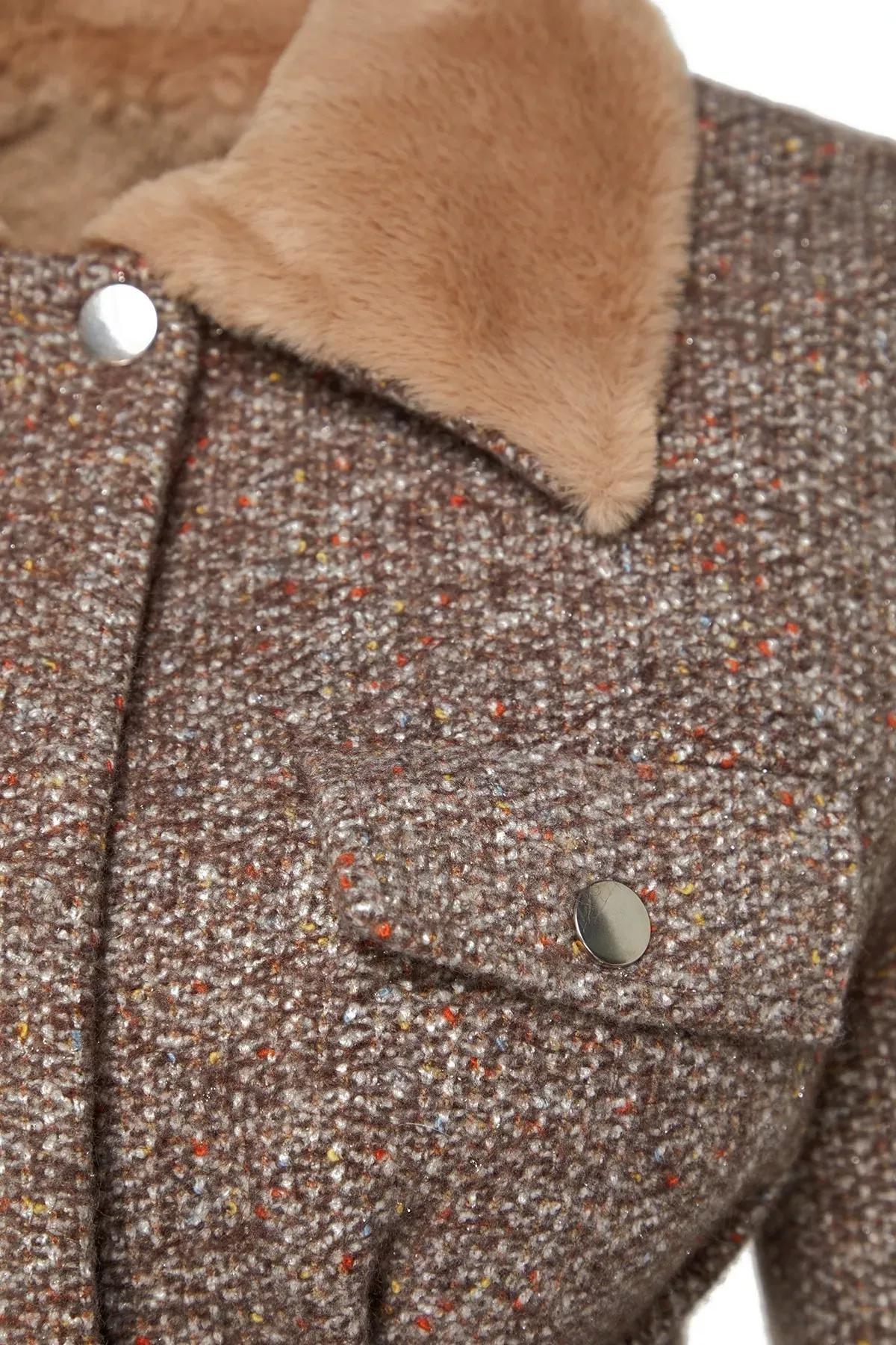 Brown Basic Coat, , large image number 7