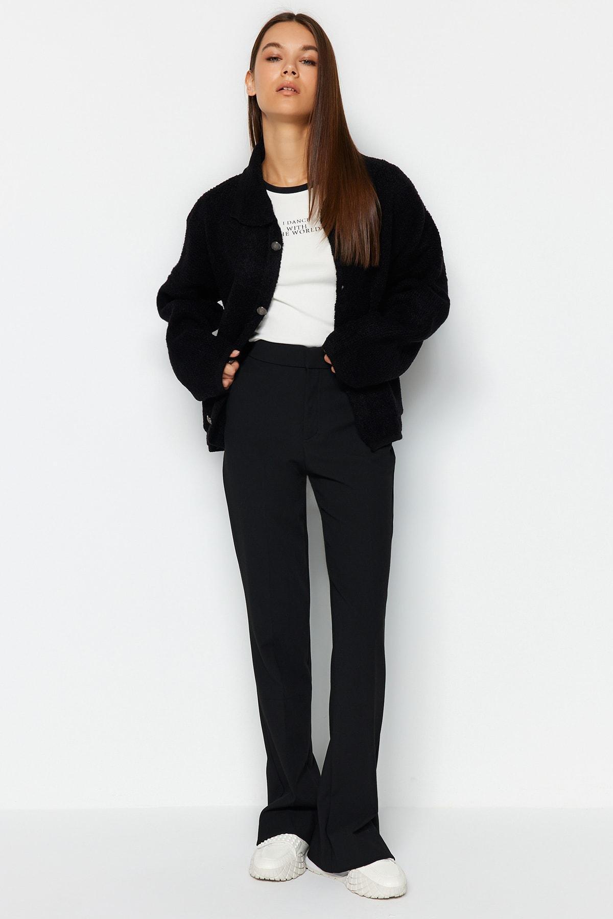 Black Polo Neck Oversize Cardigan, , large image number 1