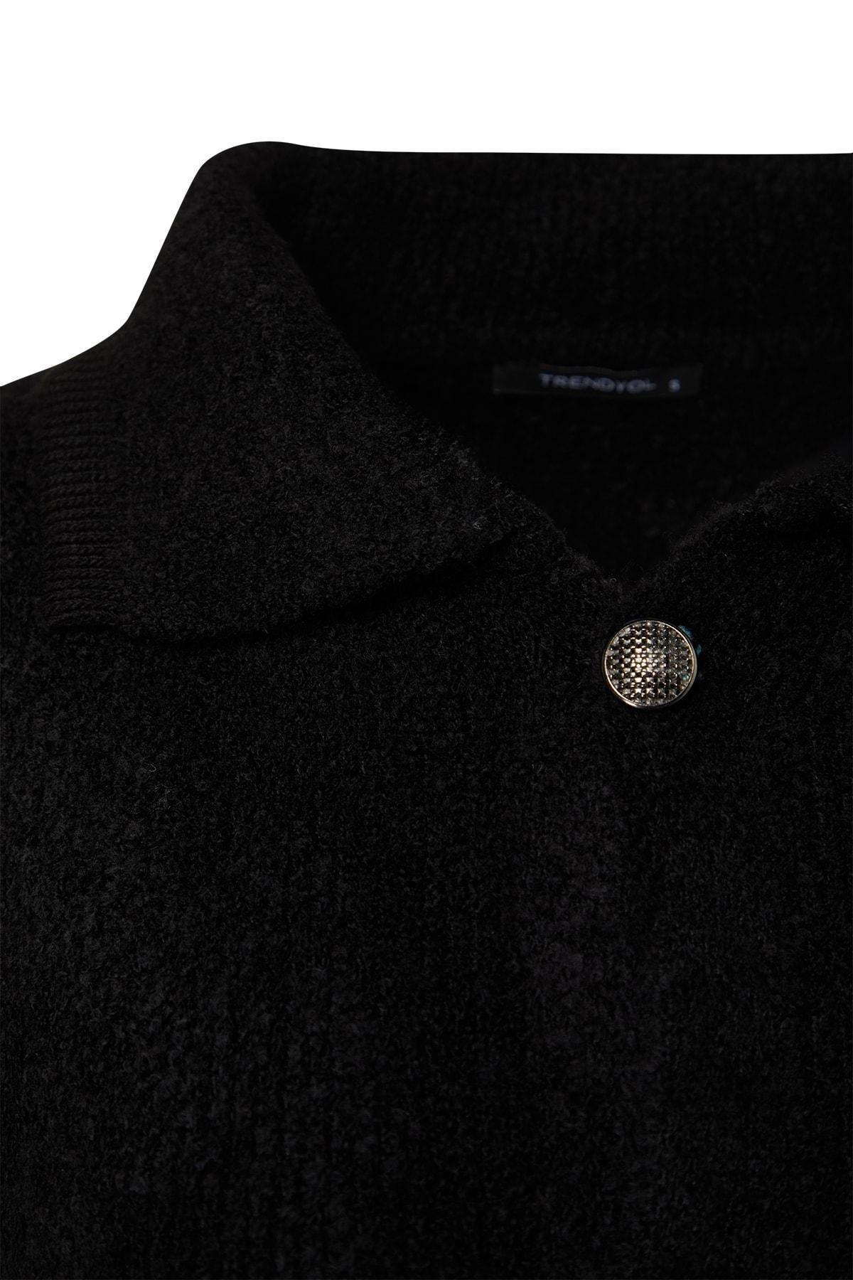 Black Polo Neck Oversize Cardigan, , large image number 7