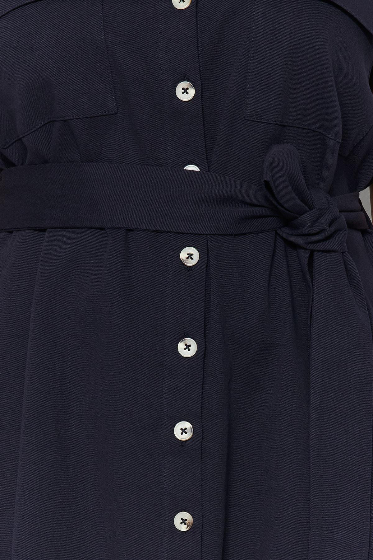 Trendyol - Navy Relaxed Plus Size Shirt Dress