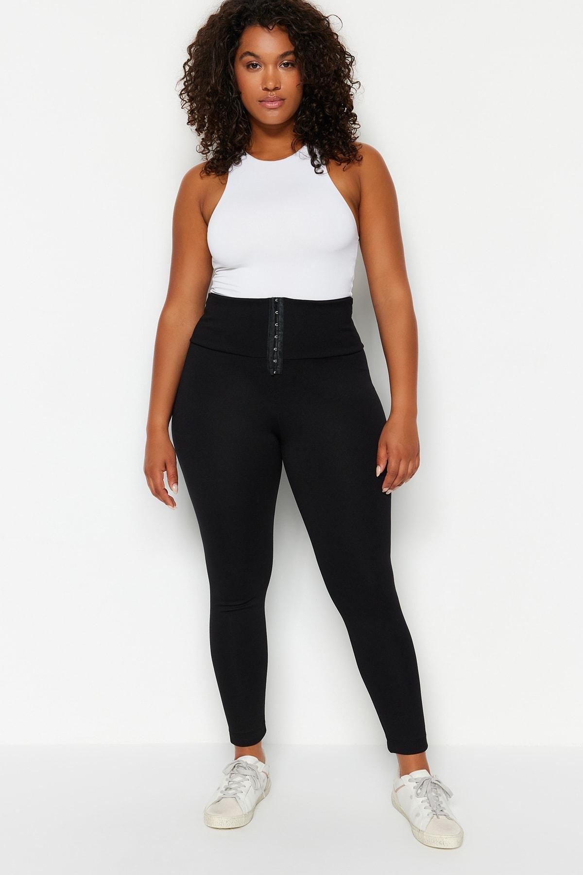Black High Waist Plus Size Leggings, , large image number 0
