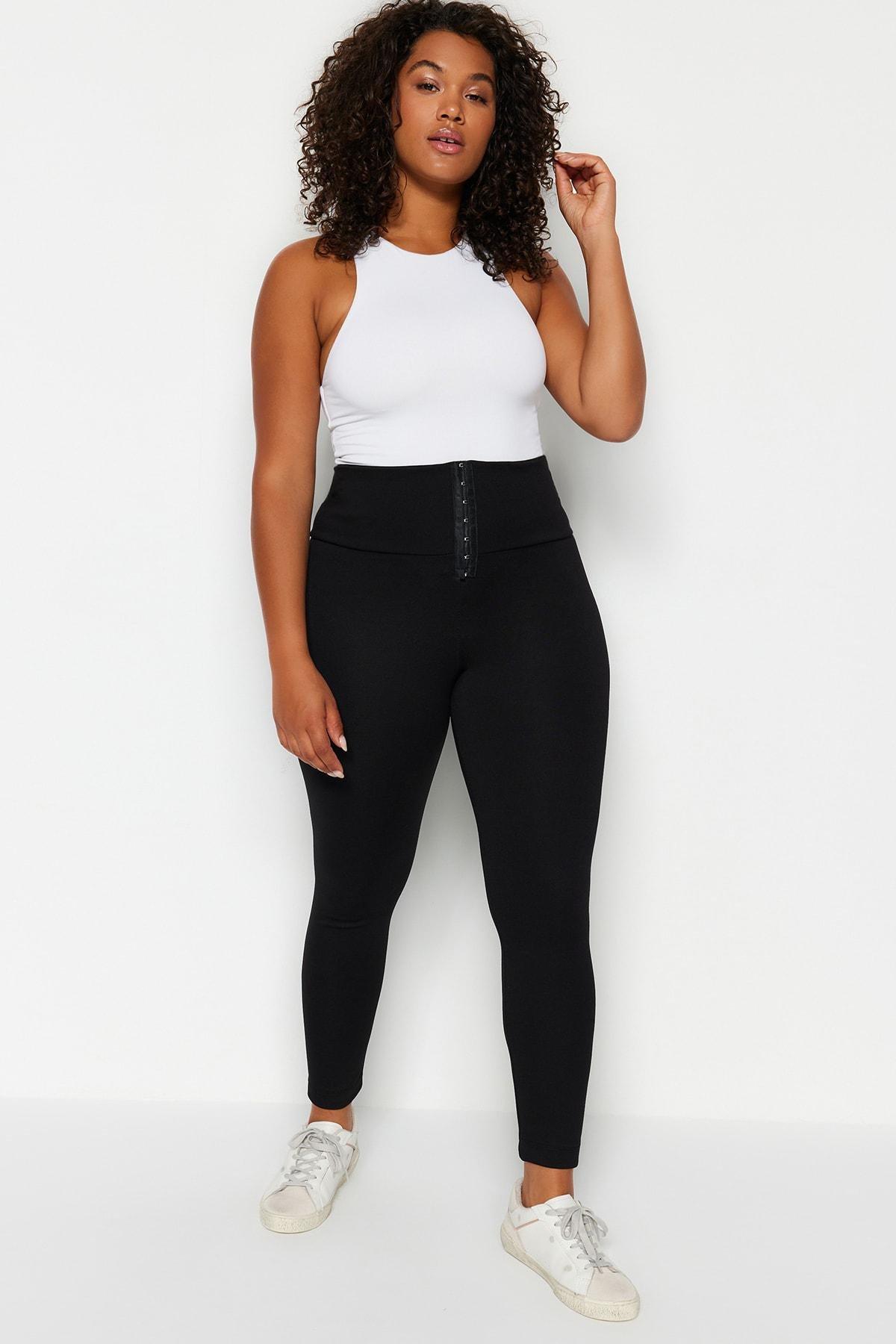 Black High Waist Plus Size Leggings, , large image number 1
