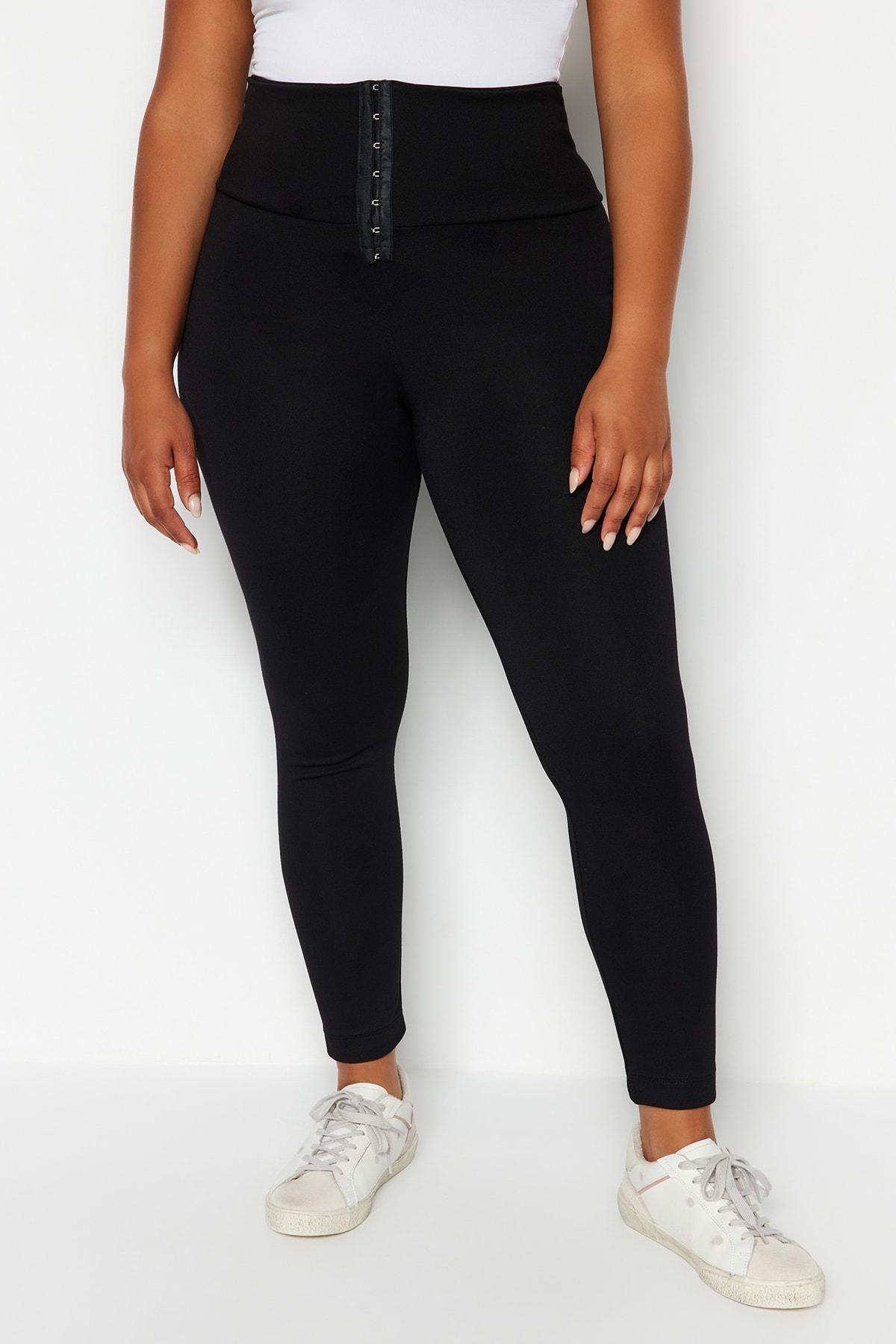 Black High Waist Plus Size Leggings, , large image number 2