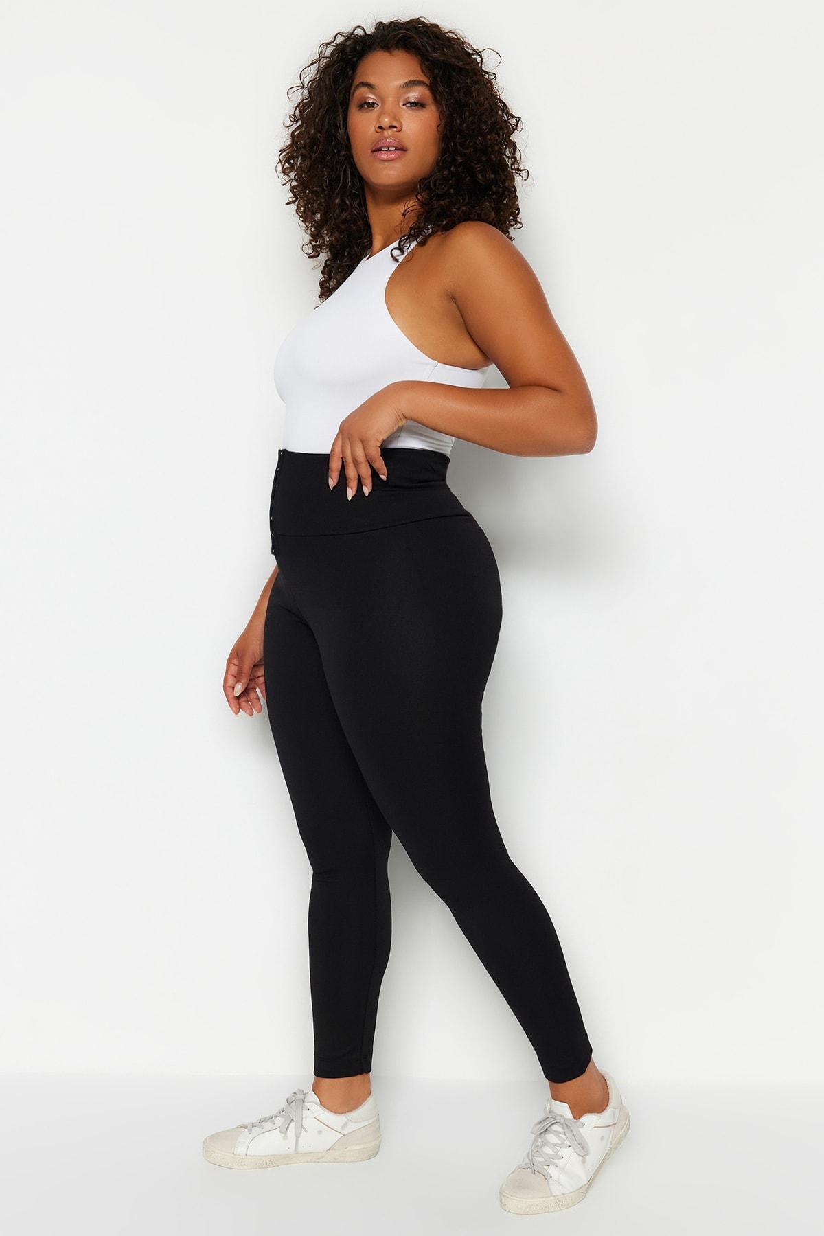 Black High Waist Plus Size Leggings, , large image number 4