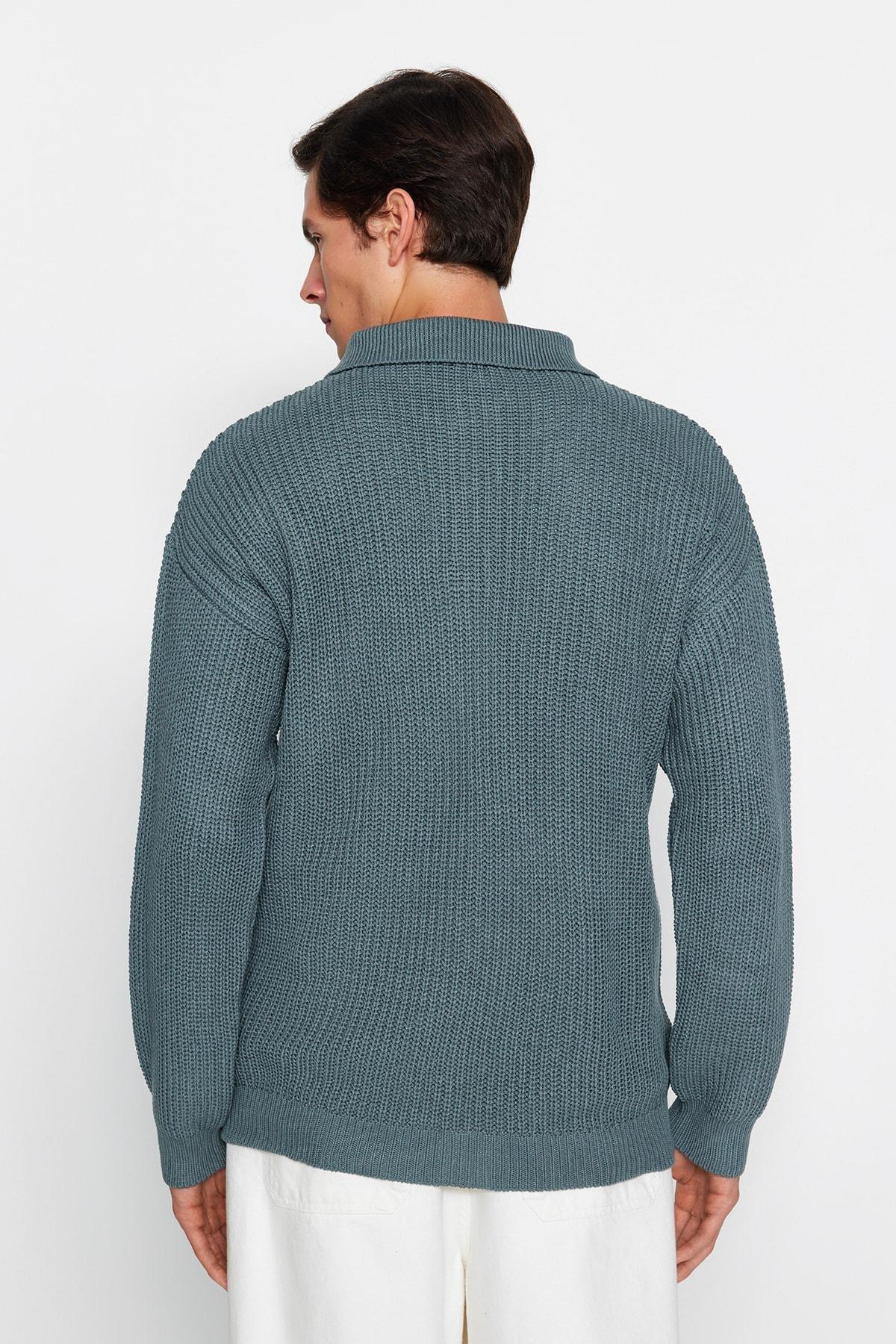 Blue Oversize Fit Knitwear Sweater, C101_426, large image number 6