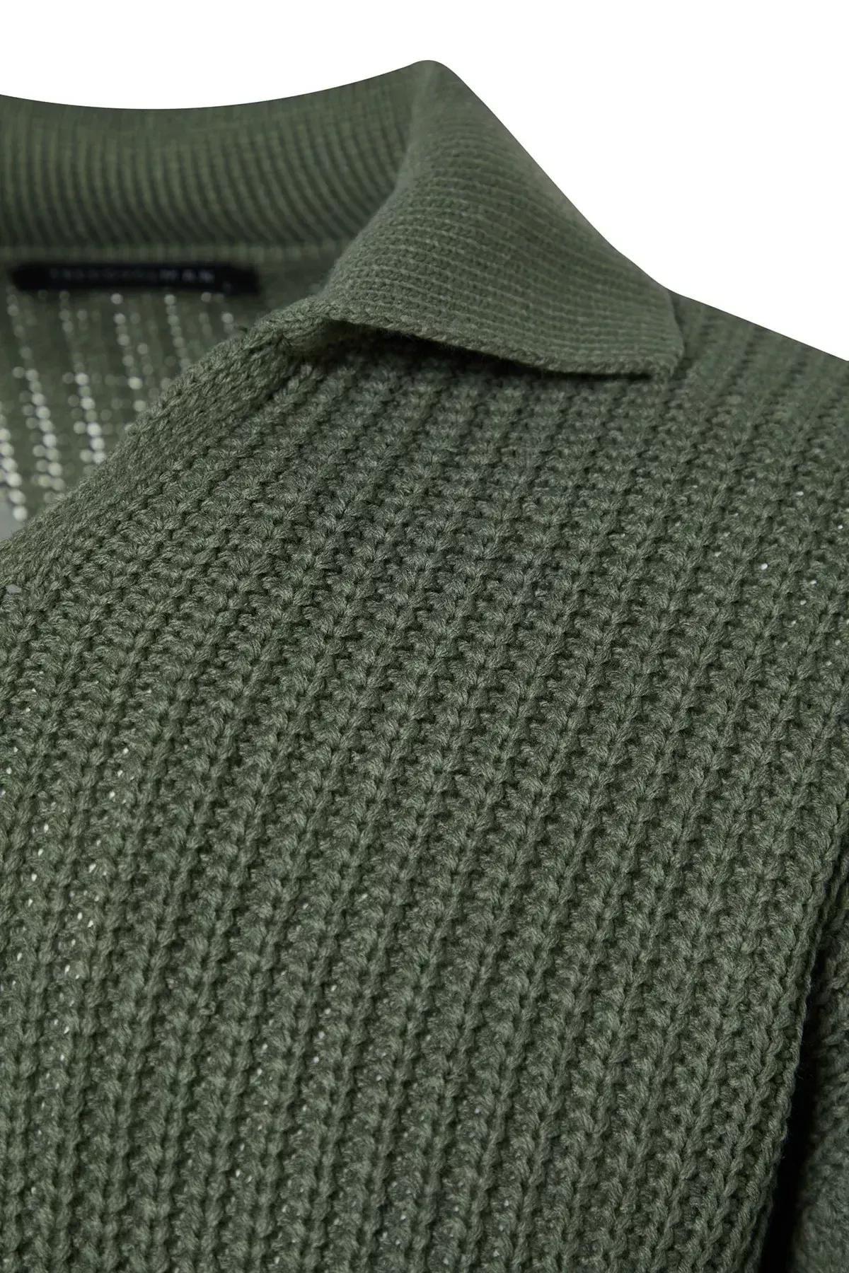 Green Polo Neck Sweater, Green, large image number 5