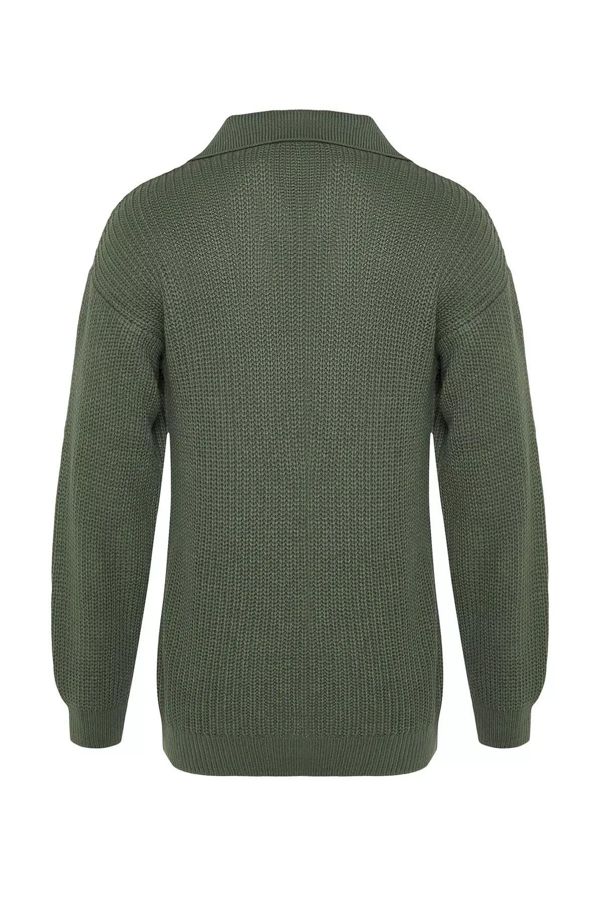 Green Polo Neck Sweater, Green, large image number 7