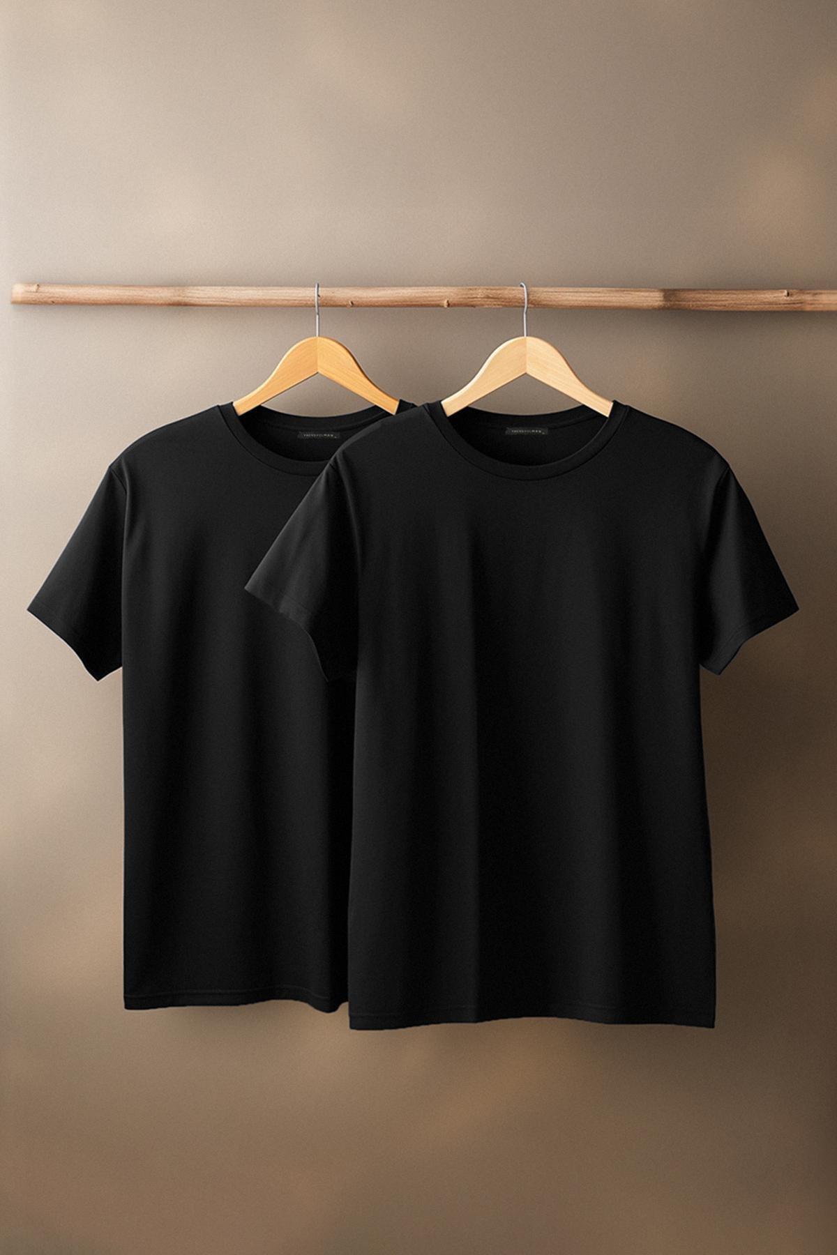 تيشيرت بقصة عادية، قطعتين، أسود, Black, large image number 1