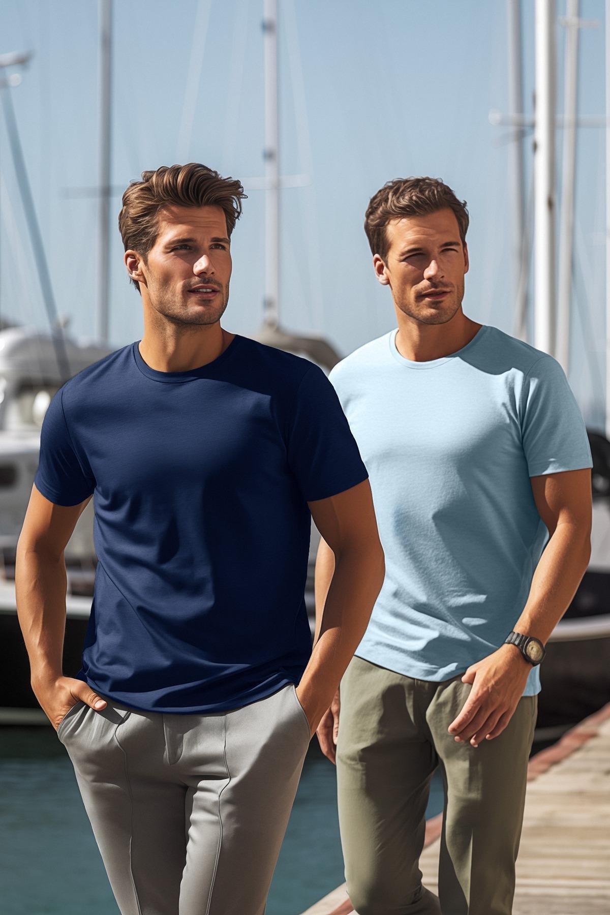 multicolour Slim Fit Cotton T-Shirt, Set Of 2, , large image number 0