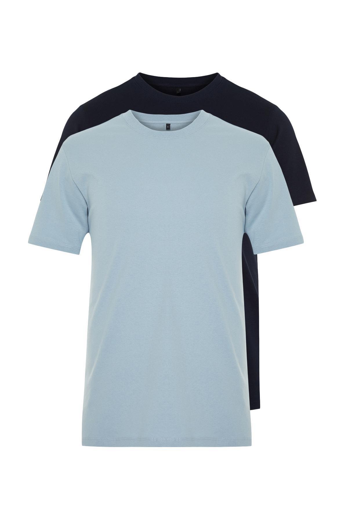 multicolour Slim Fit Cotton T-Shirt, Set Of 2, , large image number 7