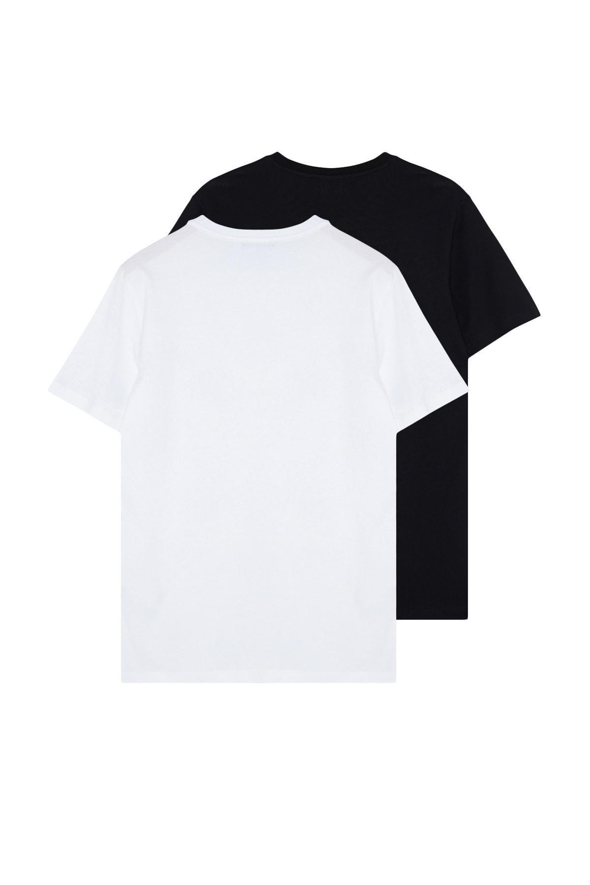 Multicolour Slim Crew Neck T-Shirt, Set Of 2, , large image number 3