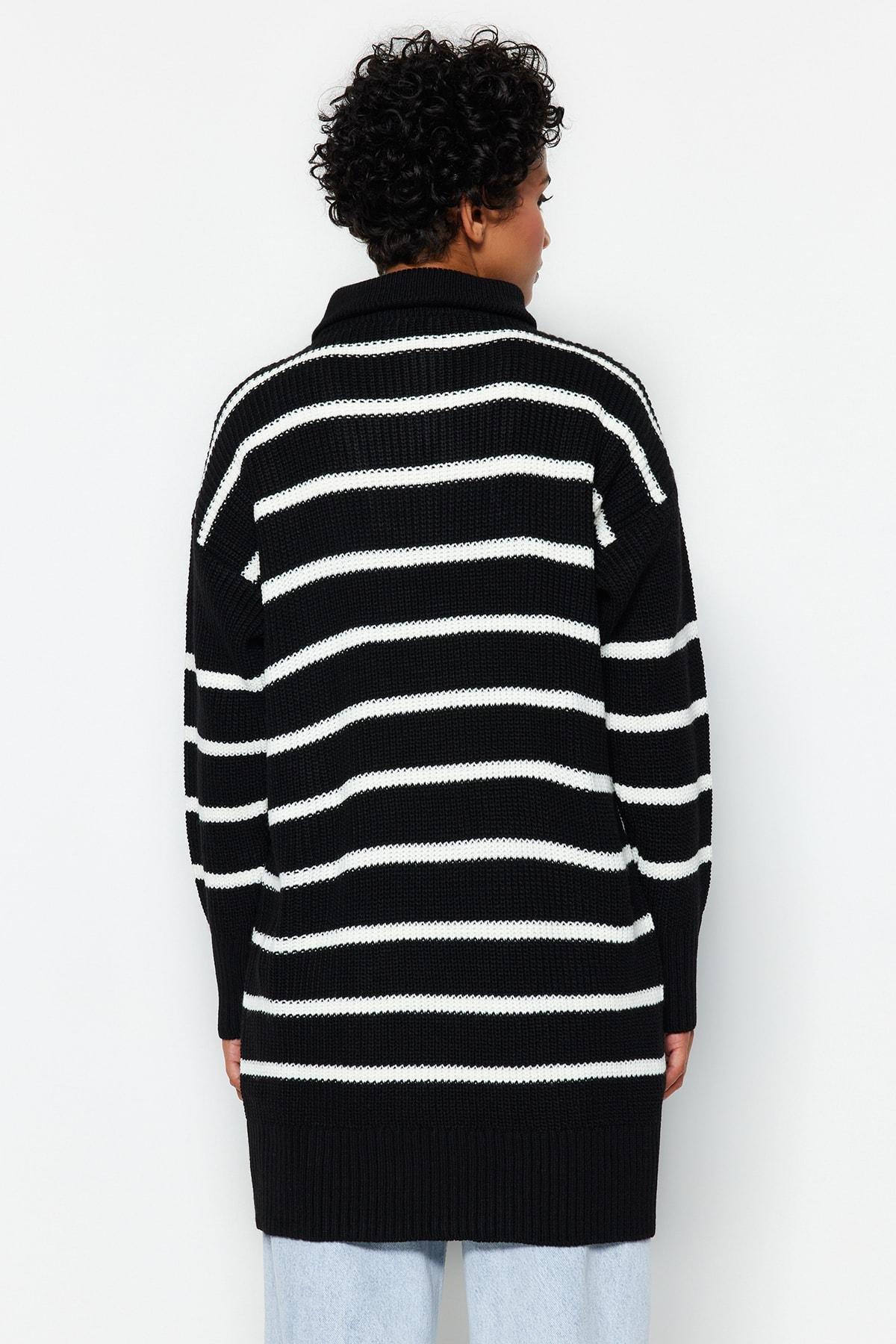 Black Striped Sweater, BLACK, large image number 5