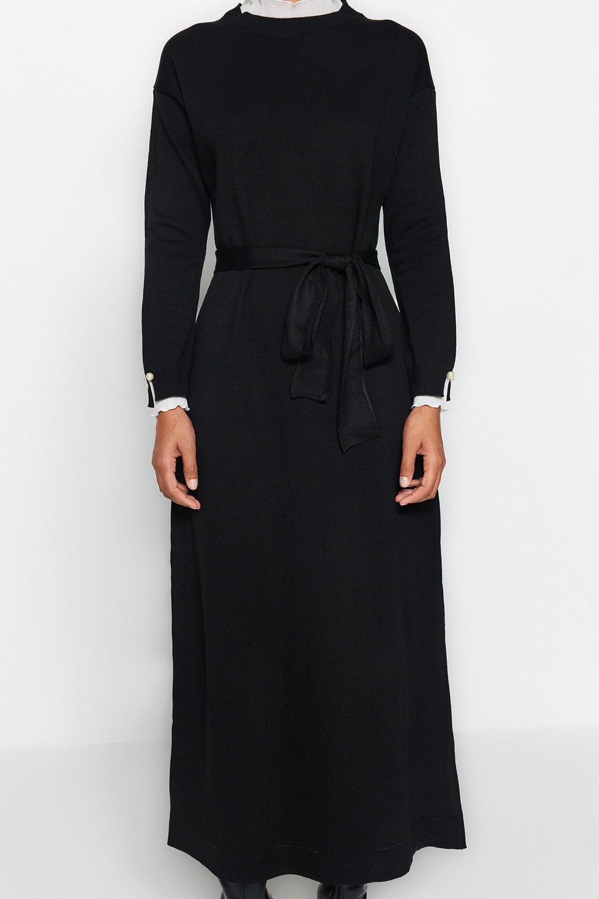 Black Pearl Detailed Knitted Dress, , large image number 3