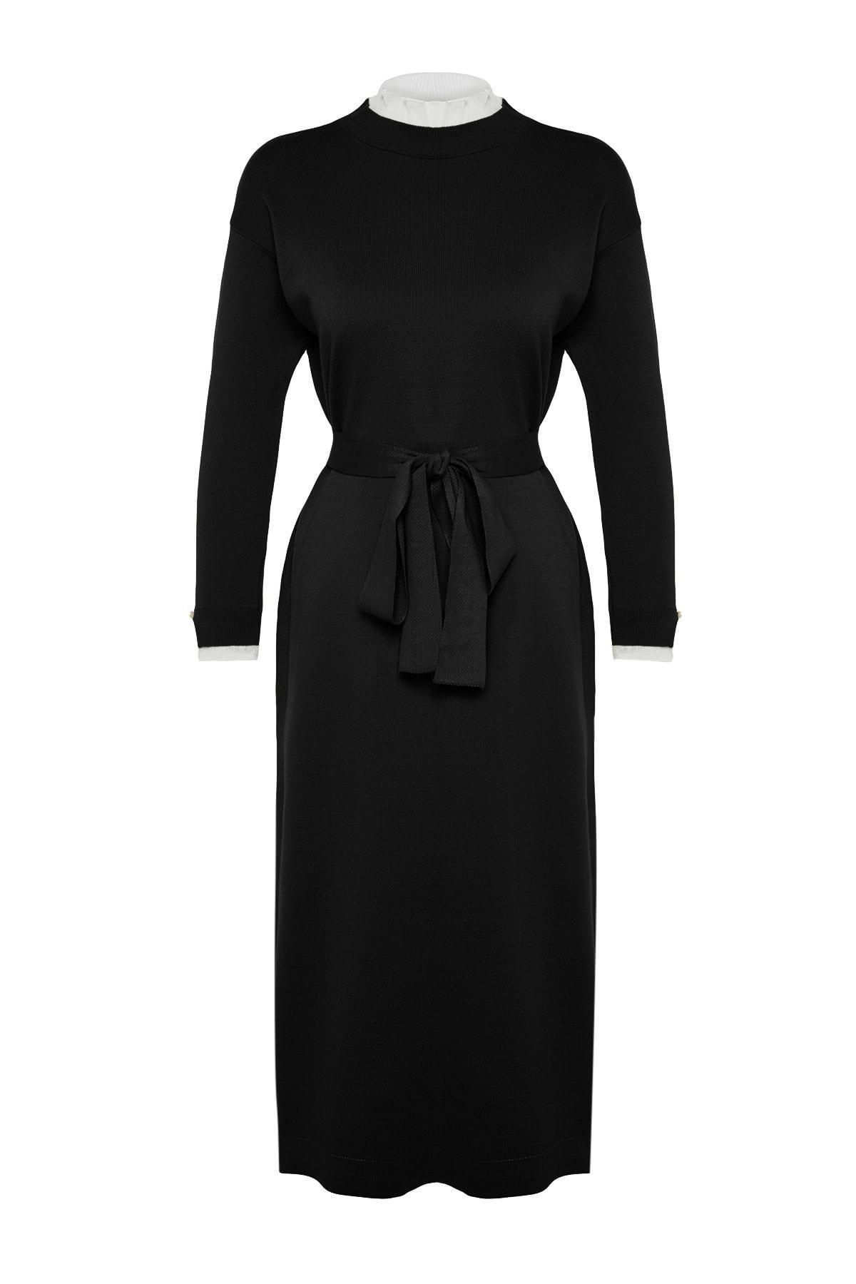 Black Pearl Detailed Knitted Dress, , large image number 6