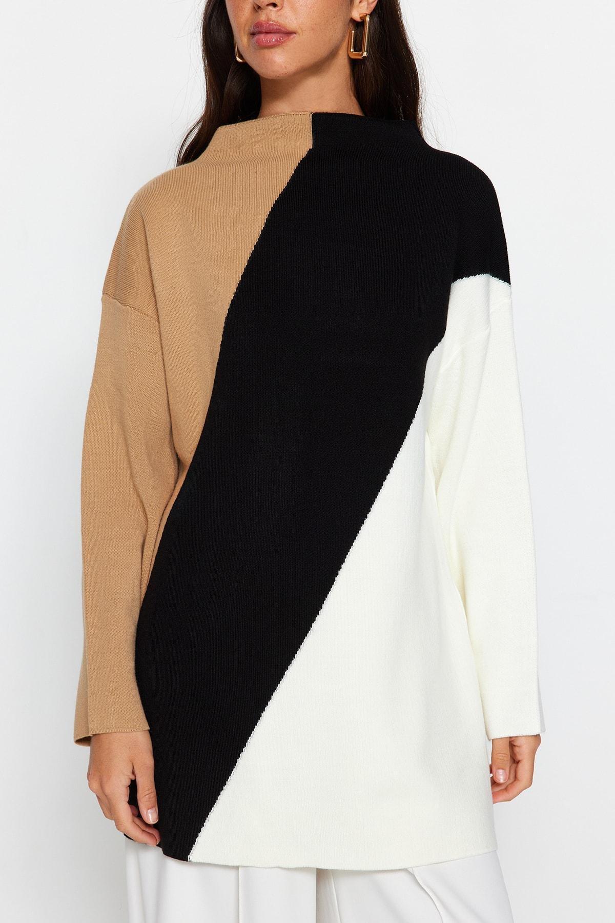 Multicoloured Long Knitted Sweater, , large image number 4