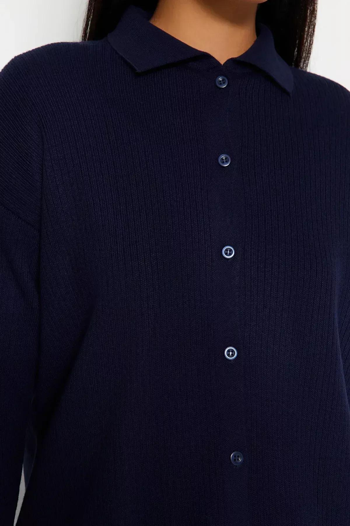 Navy Rib Knitted Cardigan, C101_1628, large image number 3