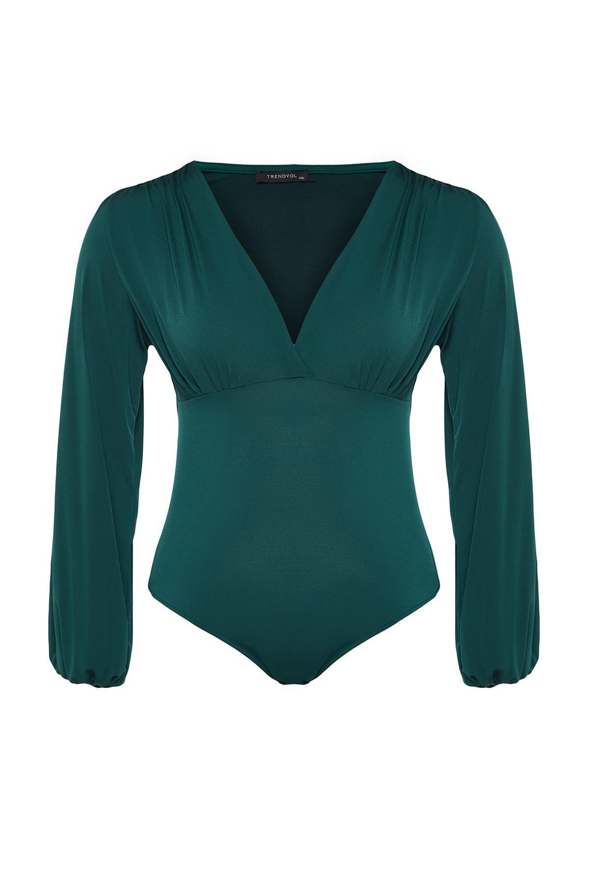 بلوزة بقصة ضيقة للمقاسات الكبيرة، أخضر, Emerald, large image number 4
