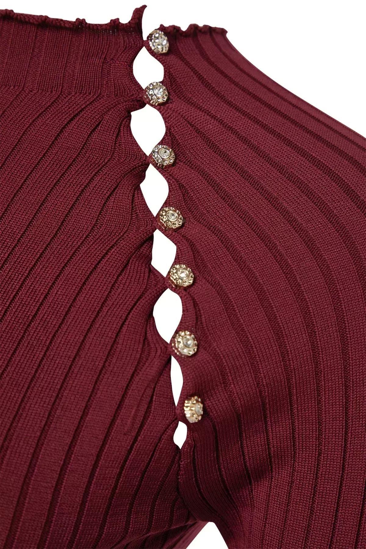 Burgundy Slim Fit Sweater, , large image number 5