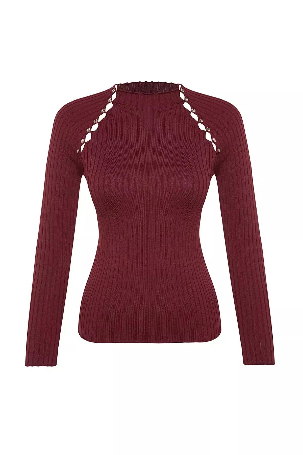 Burgundy Slim Fit Sweater, , large image number 7
