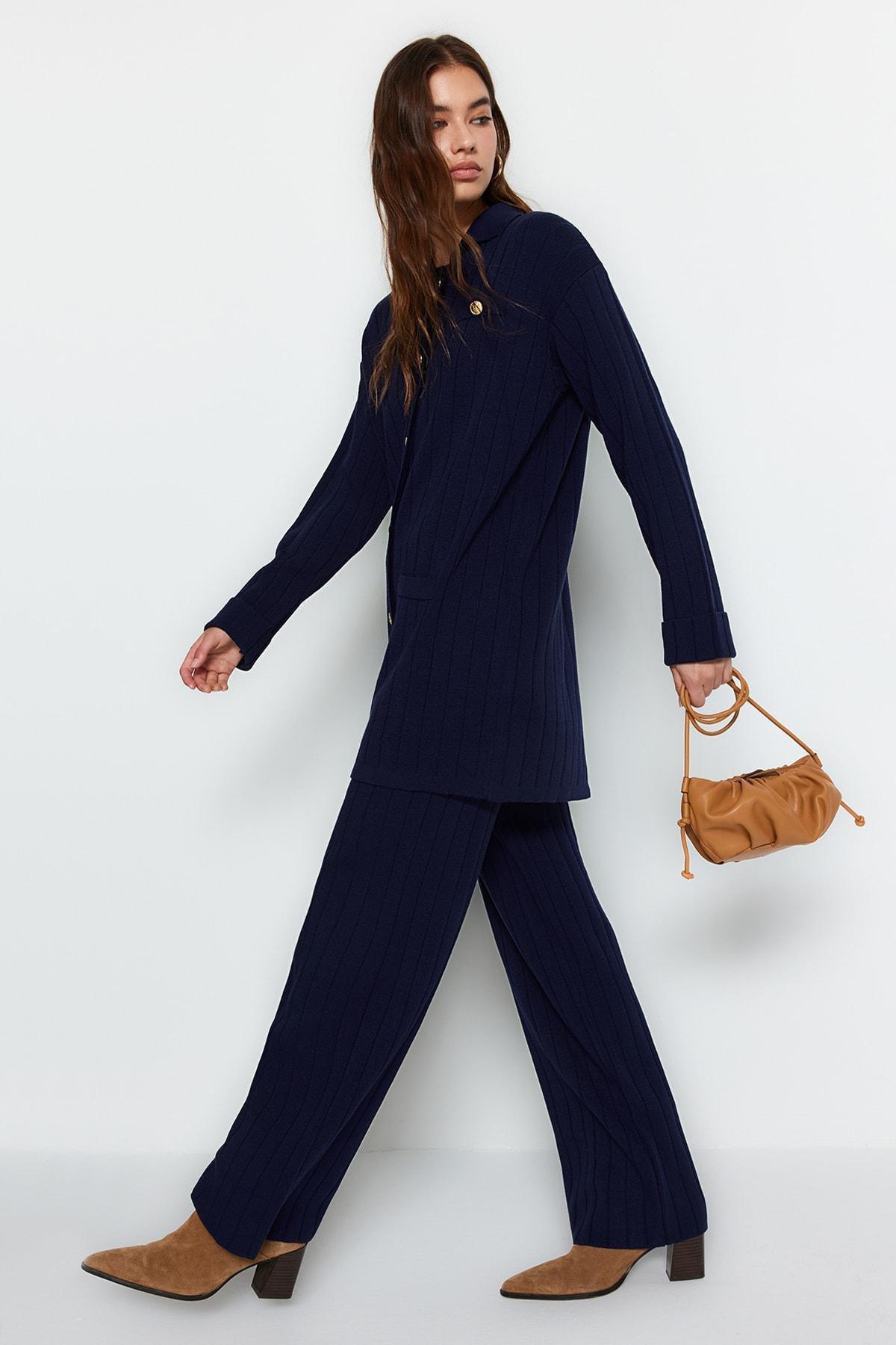 Navy Off-Shoulder Co-Ord Set, , large image number 0