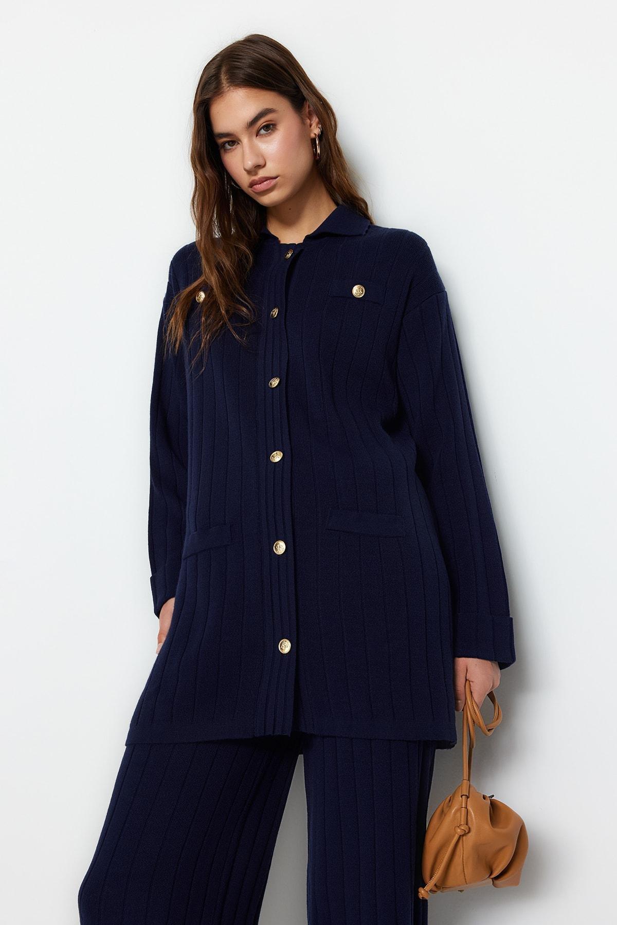 Navy Off-Shoulder Co-Ord Set, , large image number 1