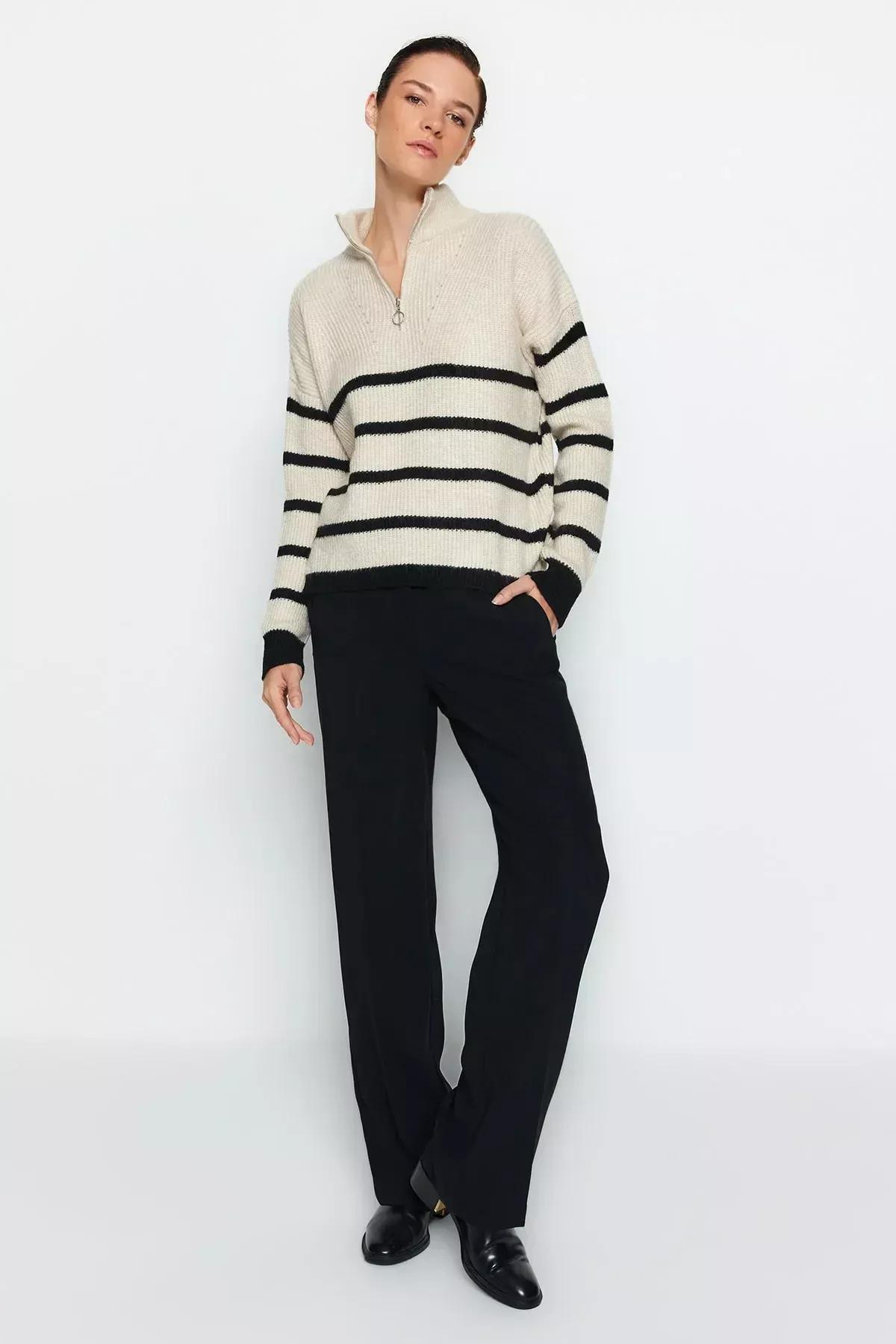 Beige Striped Sweater, Rock, large image number 1