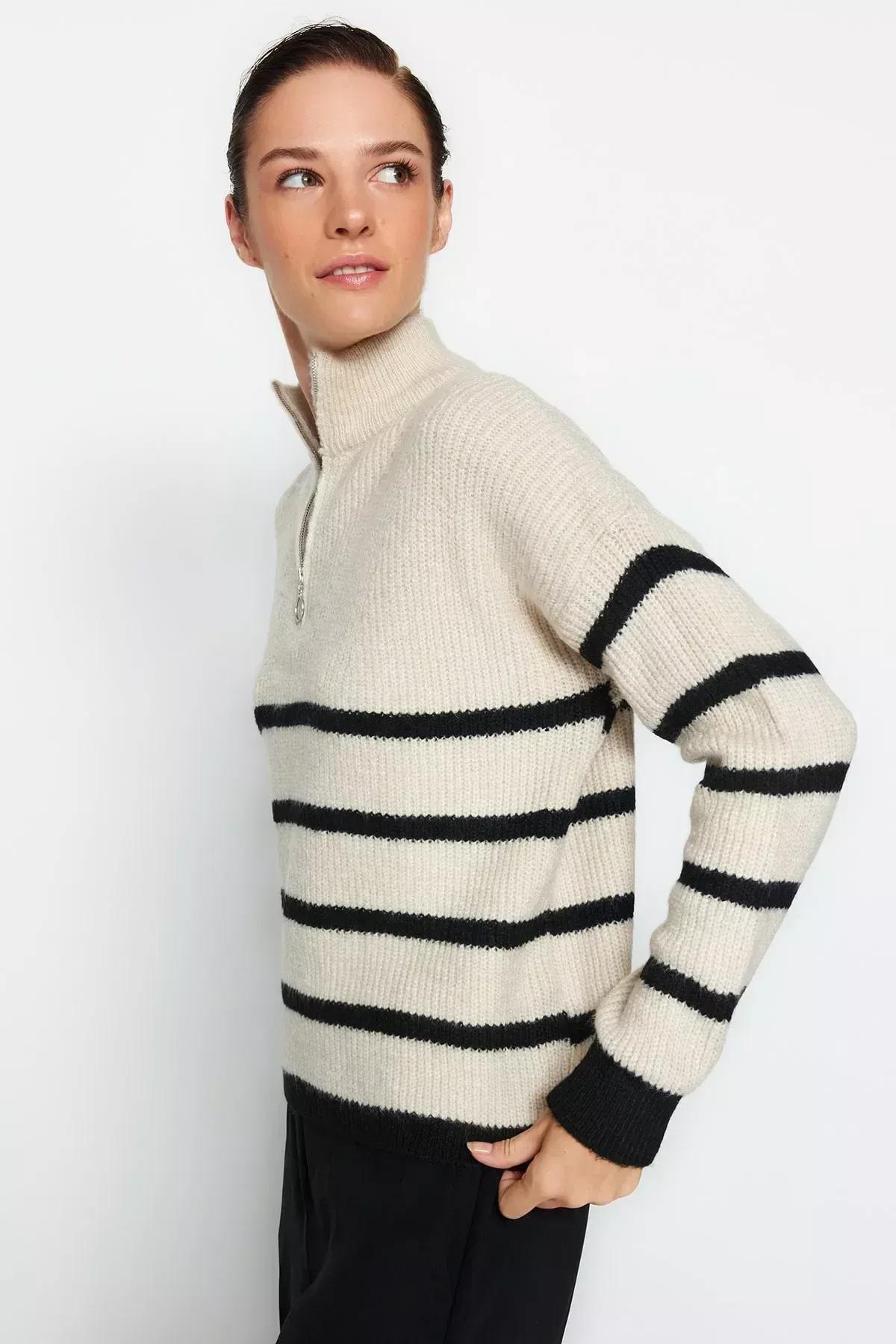 Beige Striped Sweater, Rock, large image number 2