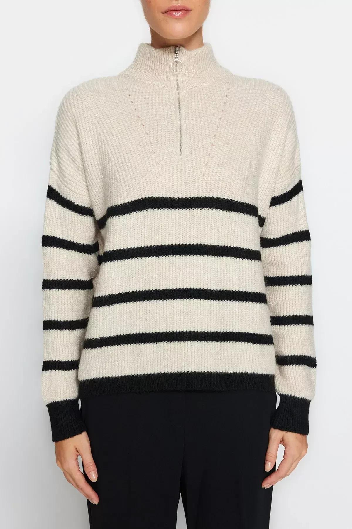 Beige Striped Sweater, Rock, large image number 3