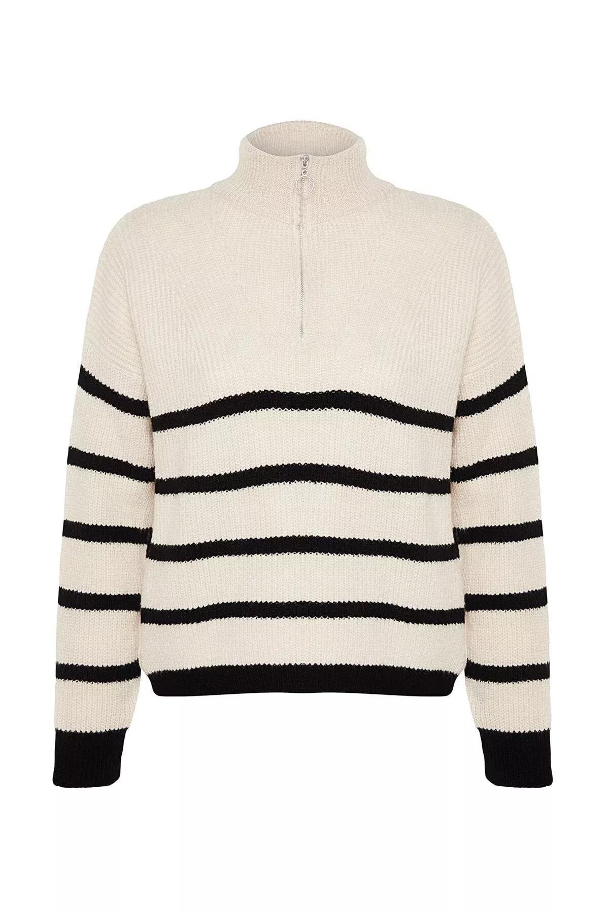 Beige Striped Sweater, Rock, large image number 5