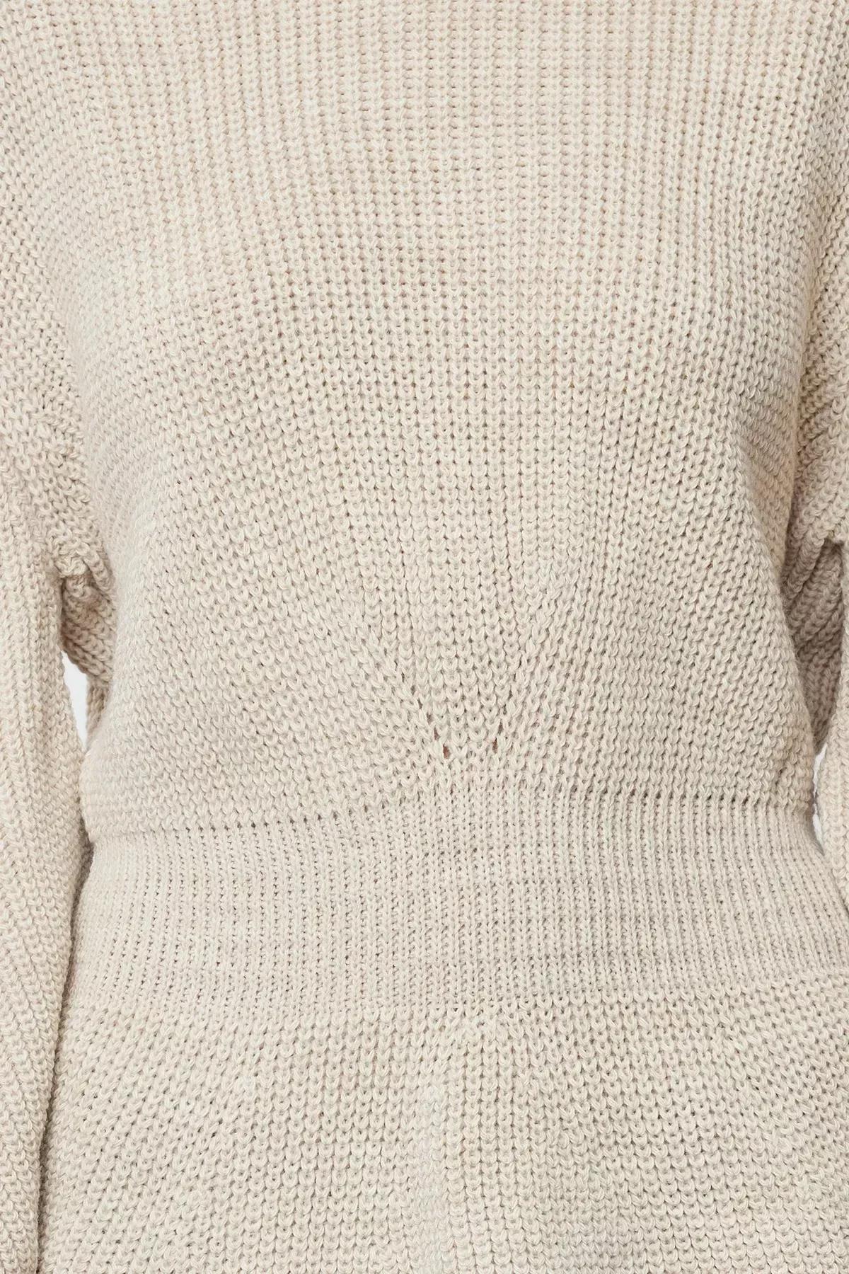 Beige-Grey Ribbed Sweater, STONE, large image number 2