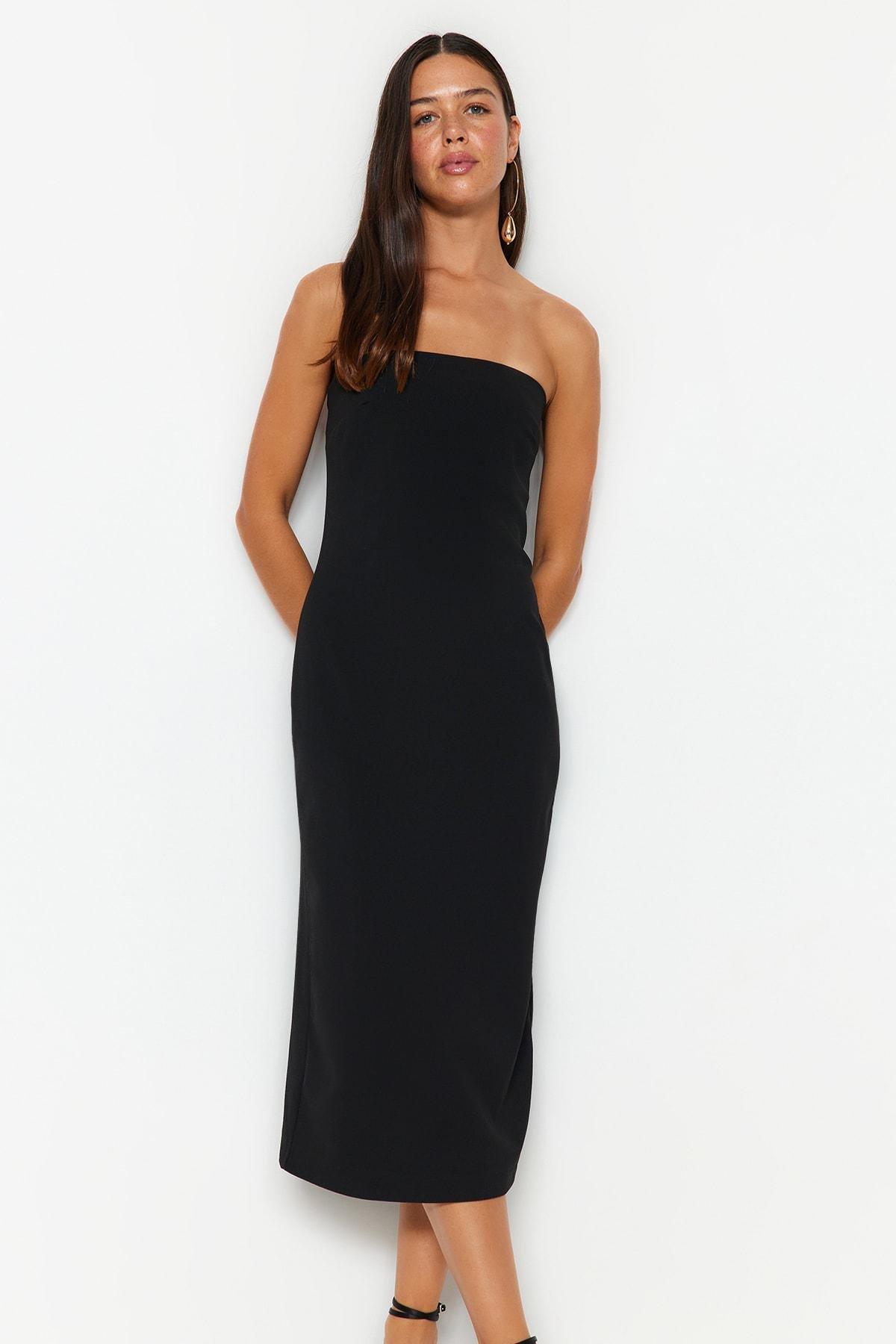 Black Strapless Shift Dress, , large image number 0