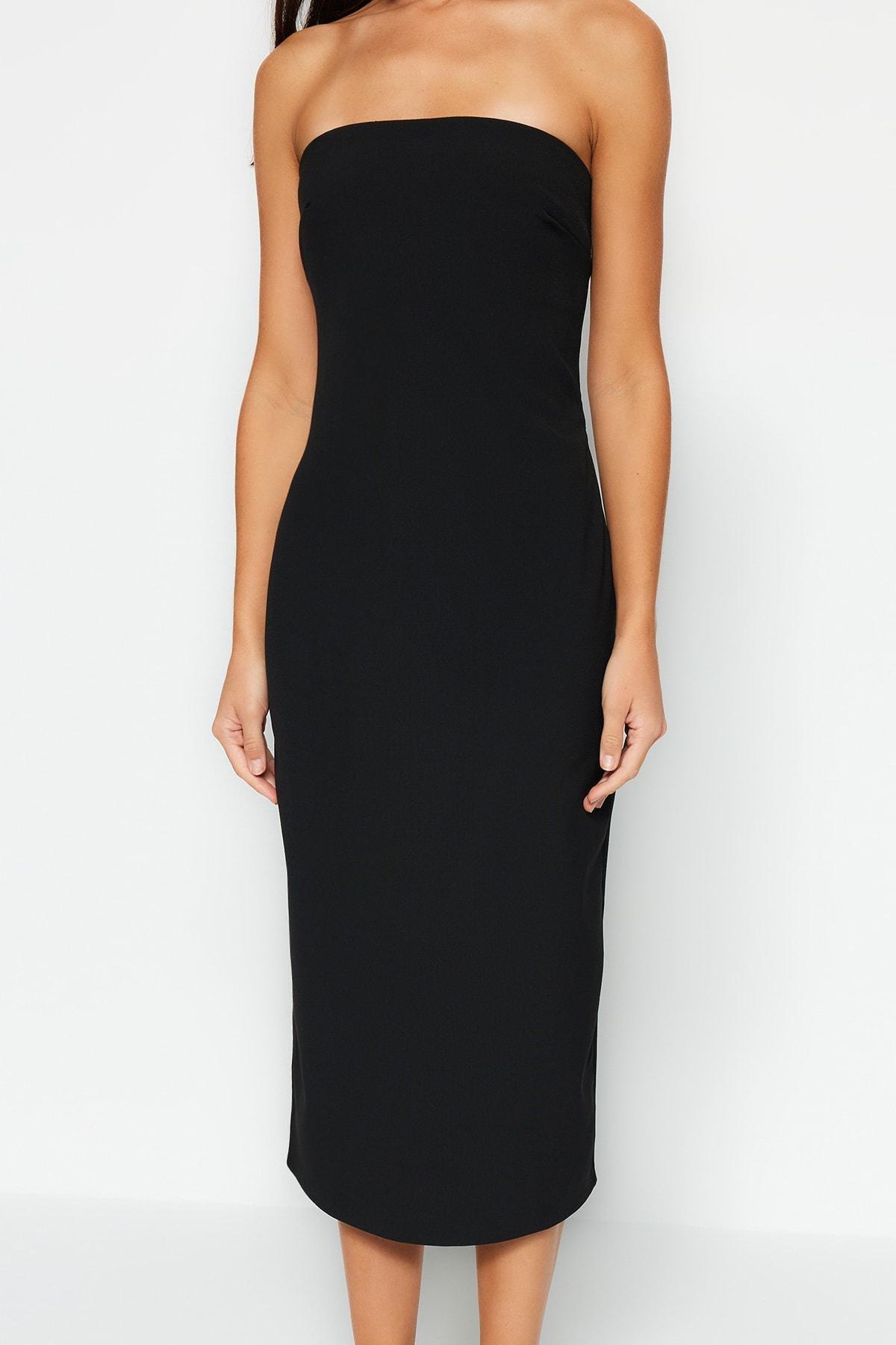 Black Strapless Shift Dress, , large image number 3